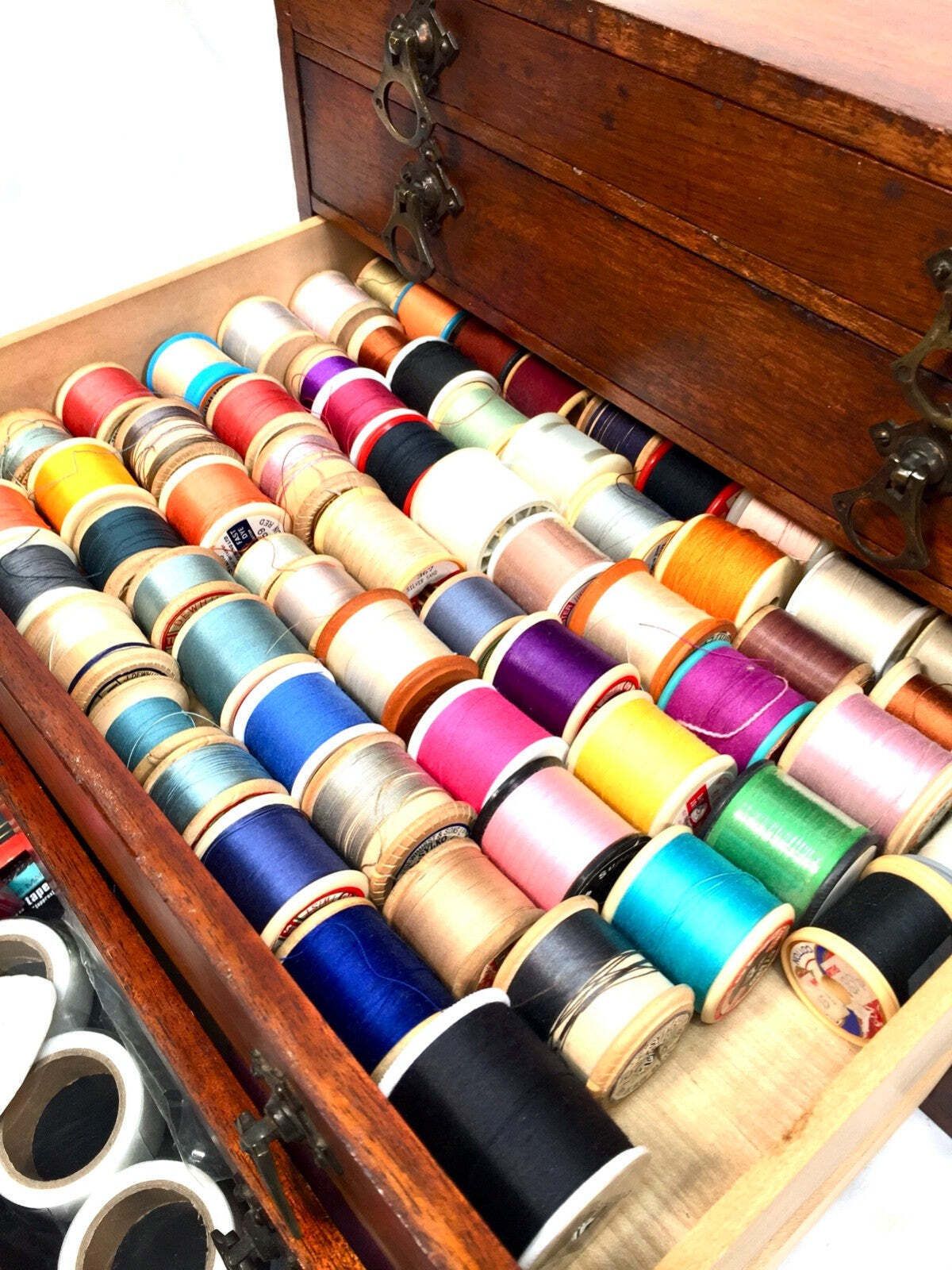 Antique Wooden Haberdashery Shop Storage Box / Collectors Chest Of Drawers Full photo buy