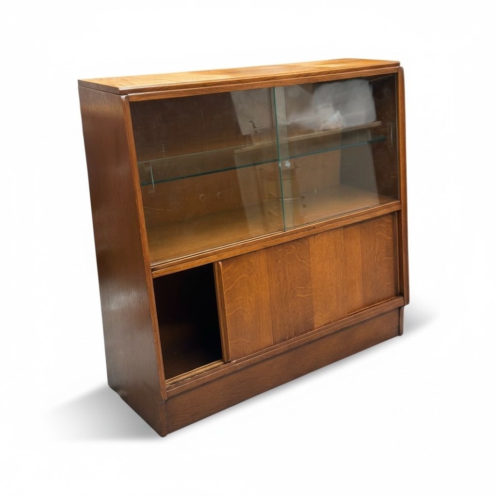 Early Gplan Oak Display Cabinet / Bookcase Brandon Range, C.1953–1957. photo vintage