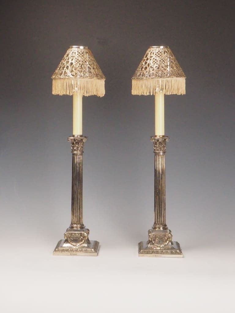 Antique Gorham & Martin Hall Silver Plated Candle Holders – Neoclassical Lamps (C.1875–1890)