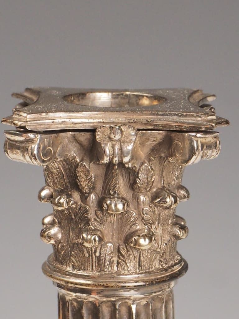 photo furniture Antique Gorham & Martin Hall Silver Plated Candle Holders – Neoclassical Lamps (C.1875–1890)