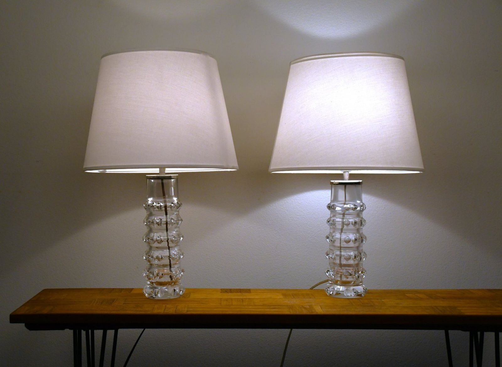 Swedish Art Glass Table Lamps By Carl Fagerlund For Orrefors, 1950s, Set Of 2