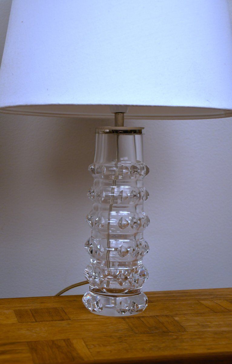 Swedish Art Glass Table Lamps By Carl Fagerlund For Orrefors, 1950s, Set Of 2 photo for sale