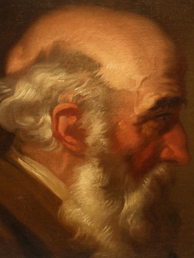 Antique Oil Portrait Of An Elderly Gentleman photo furniture
