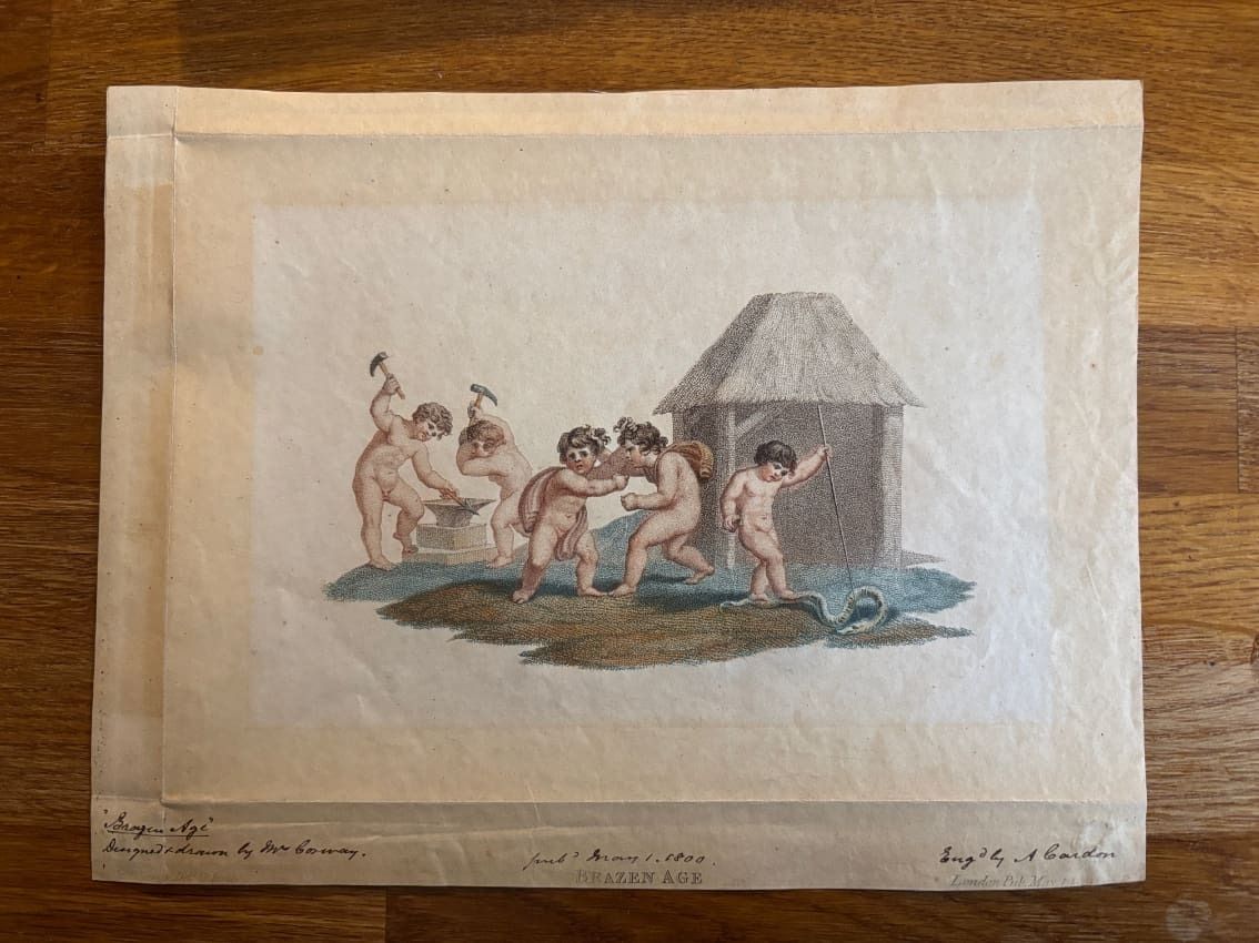 A Rare Set Of Four Regency Putti Stipple Engravings photo Art