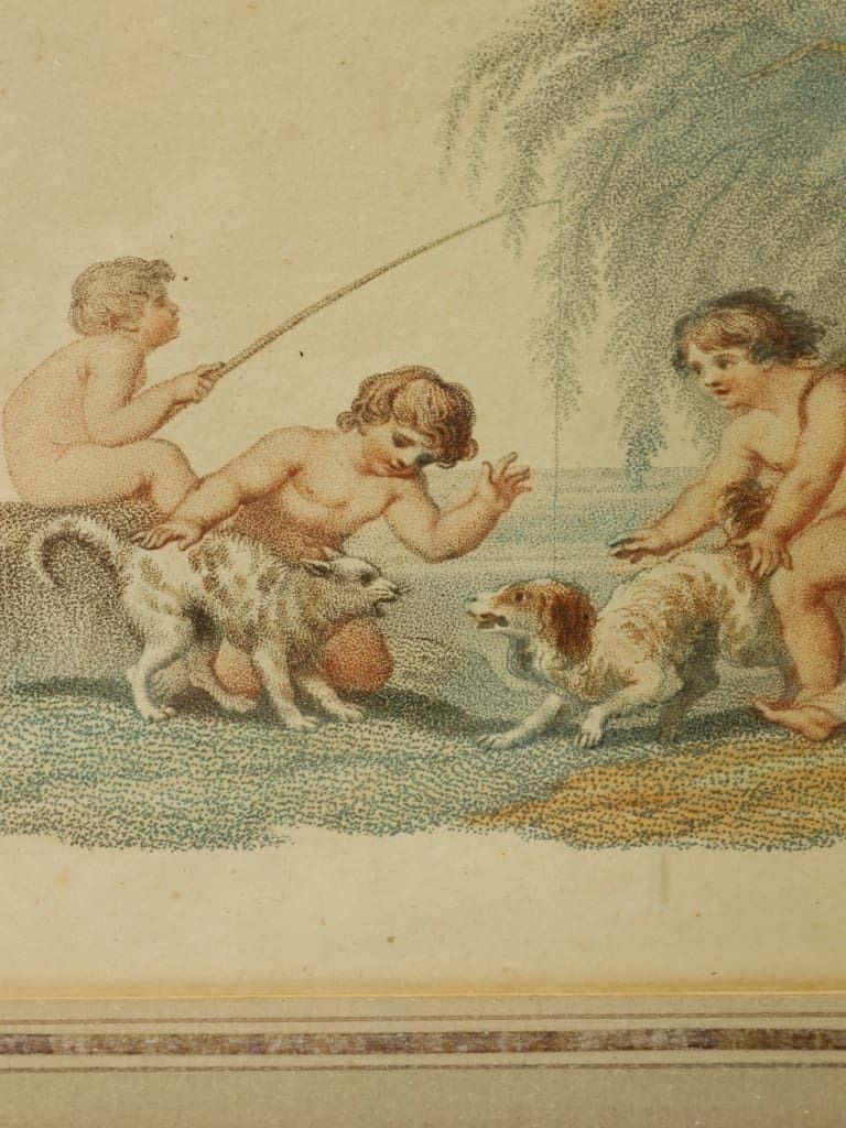 photo vintage A Rare Set Of Four Regency Putti Stipple Engravings