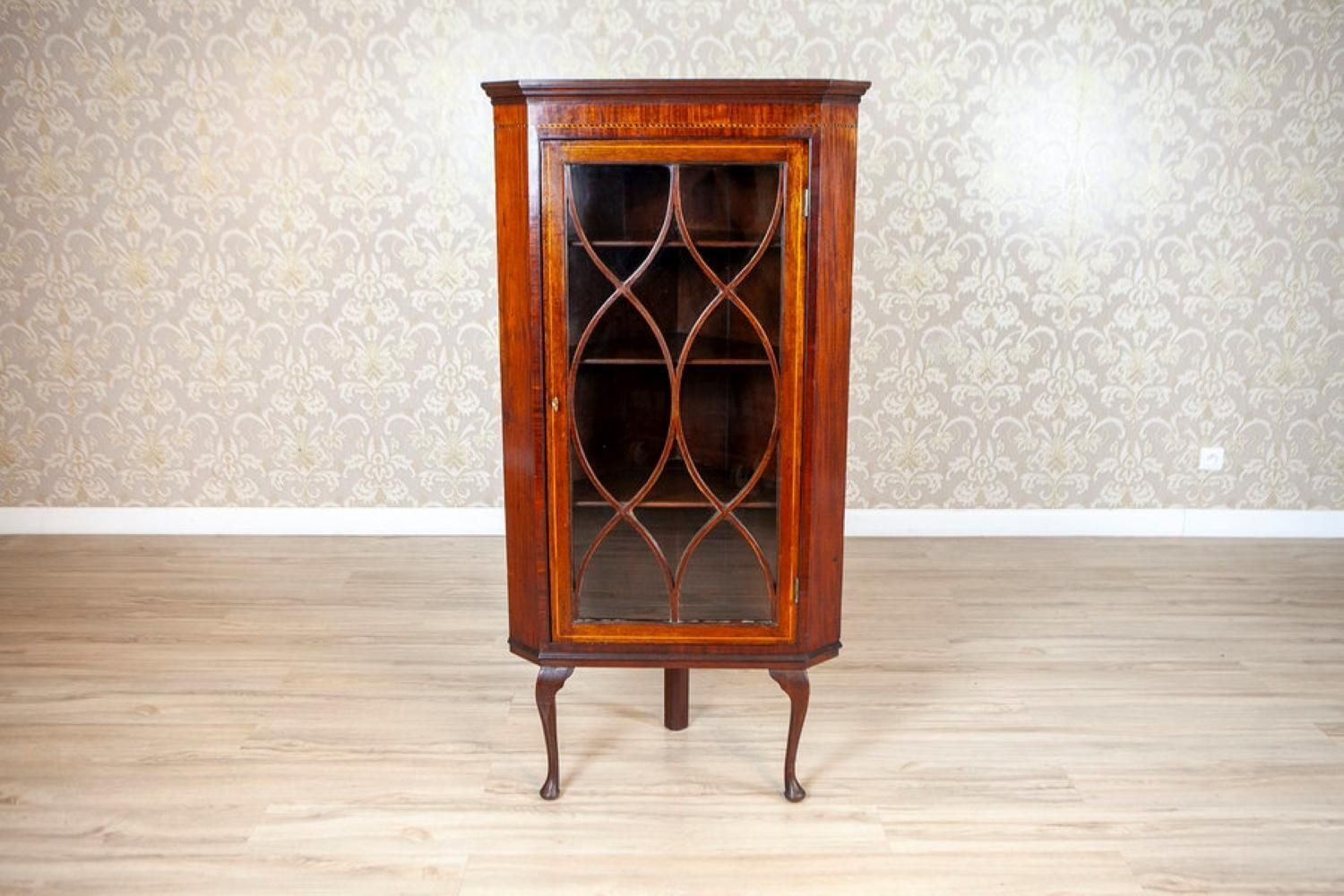 Late 19th Century English Corner Display Cabinet In Brown photo for sale