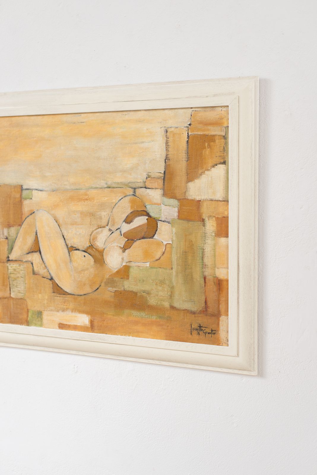French Cubist Painting On Canvas Of A Reclining Nude, Signed 1976 photo for sale
