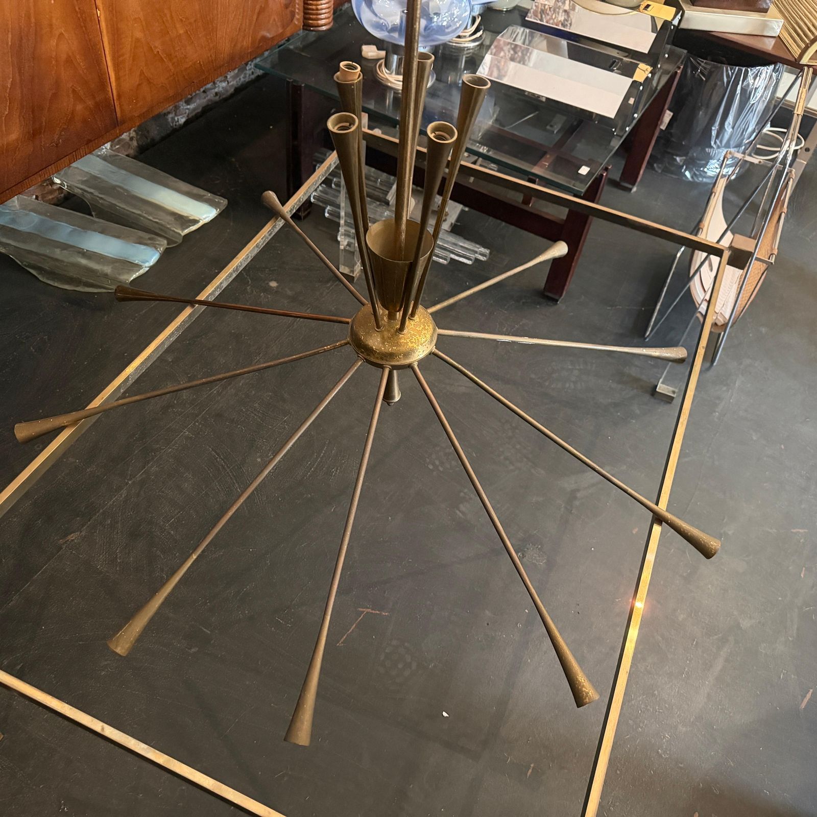1950s Mid Century Modern Huge Sputnik Chandelier By Oscar Torlasco For Lumi photo vintage