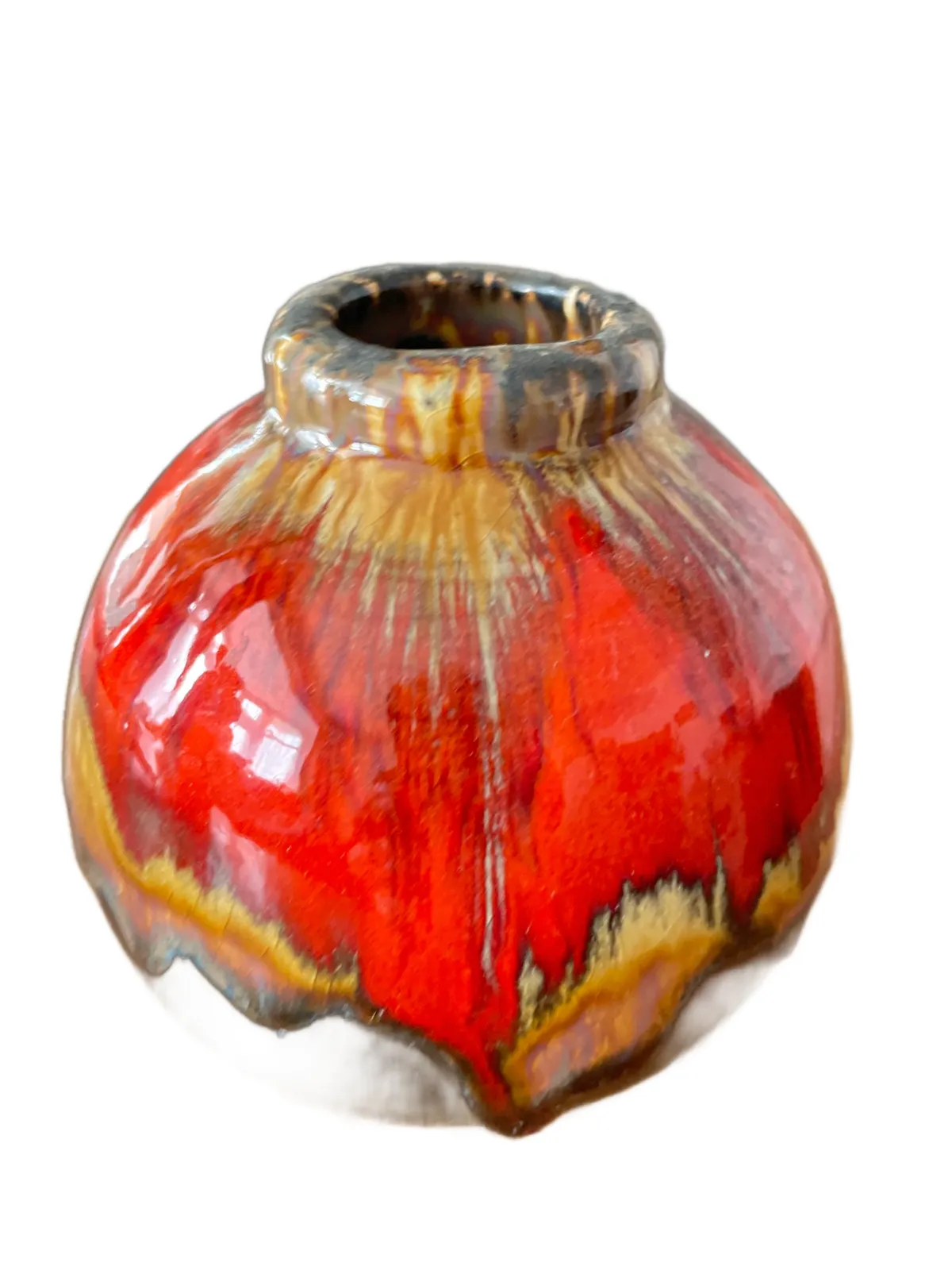 Mid Century West German Lava Glaze Vase – Red Fat Lava Pottery photo furniture