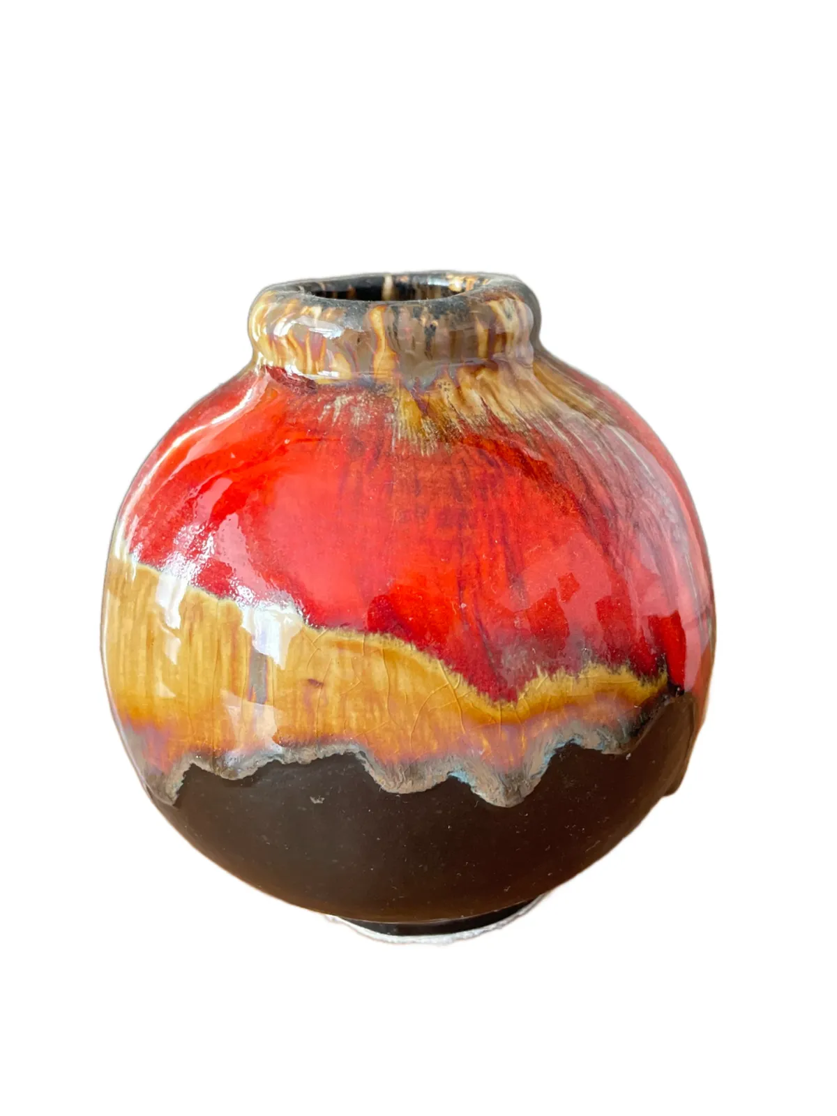 photo for sale Mid Century West German Lava Glaze Vase – Red Fat Lava Pottery