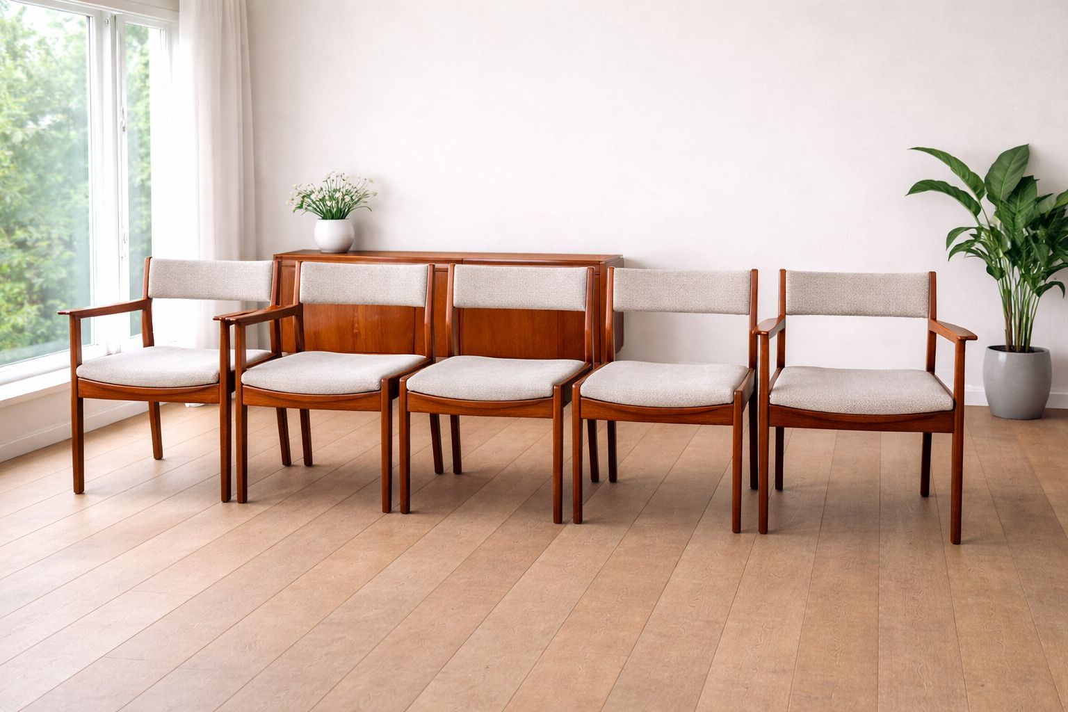 photo buy Mid Century Teak Dining Chairs By Nils Jonsson For Hugo Troeds