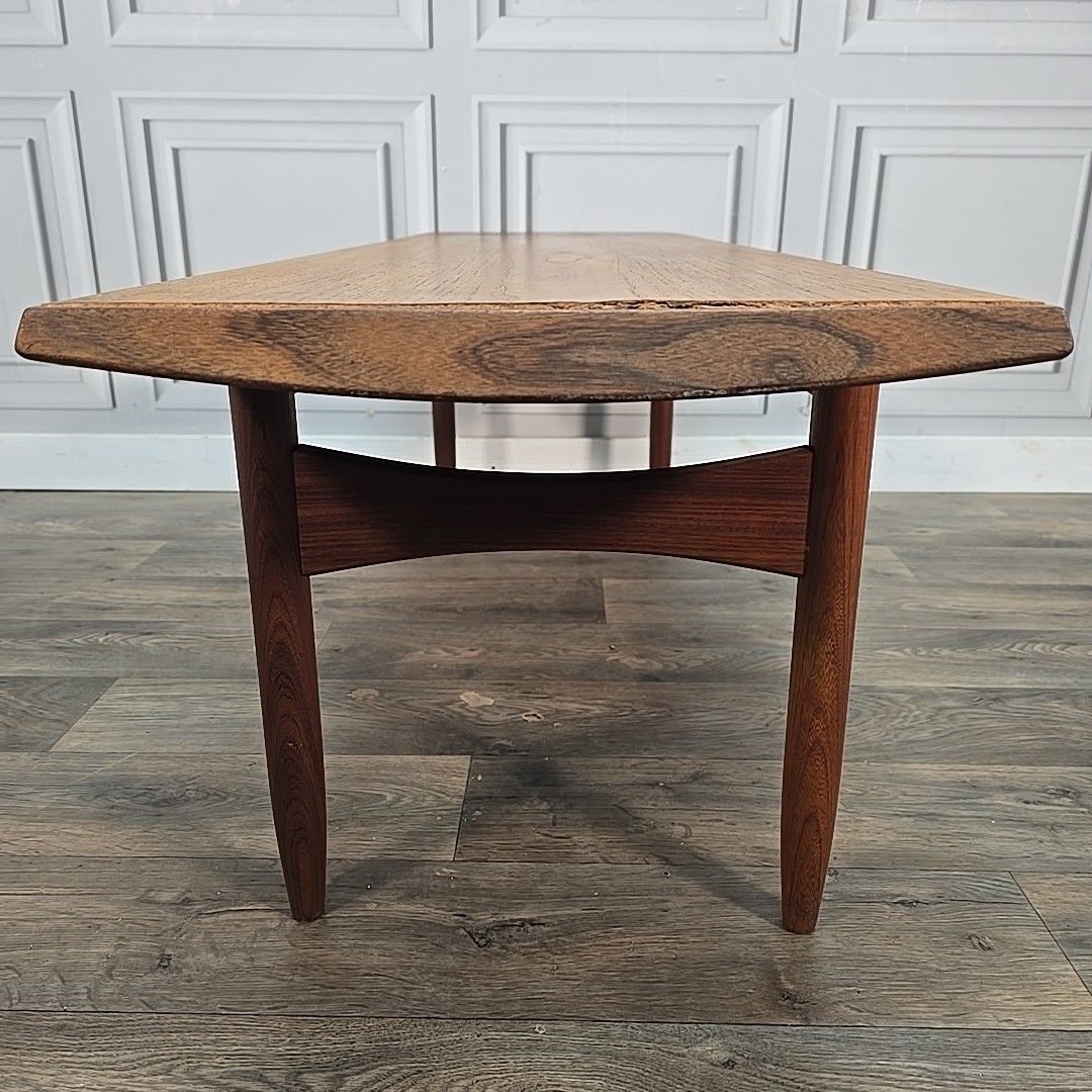 170.0 Vintage Teak Coffee Table Mid Century Modern Danish Inspired Retro Mcm Wooden photo