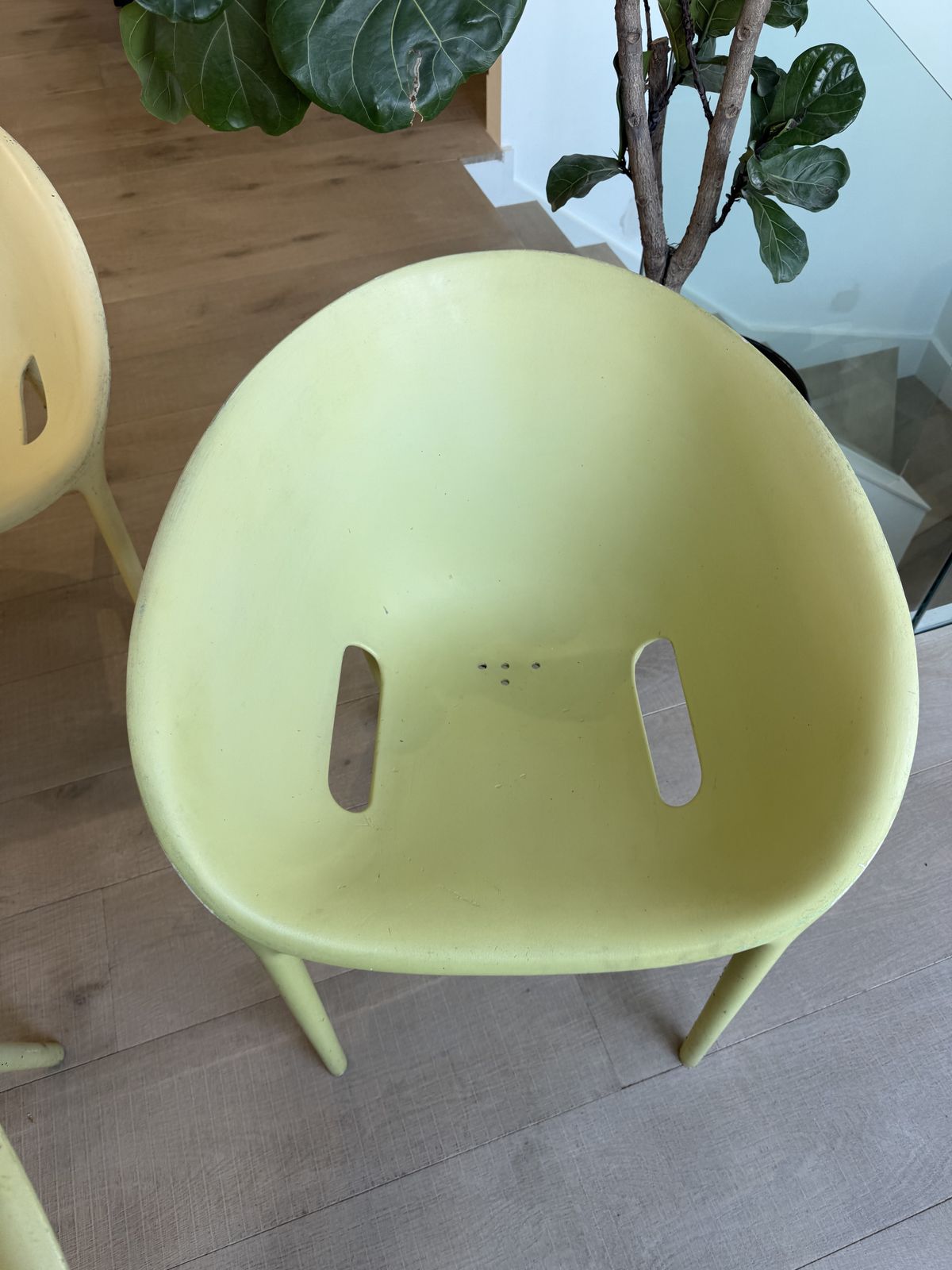 Set Of 5 Philippe Starck “Soft Egg” Chairs — 2 Yellow, 3 Green photo Garden Furniture