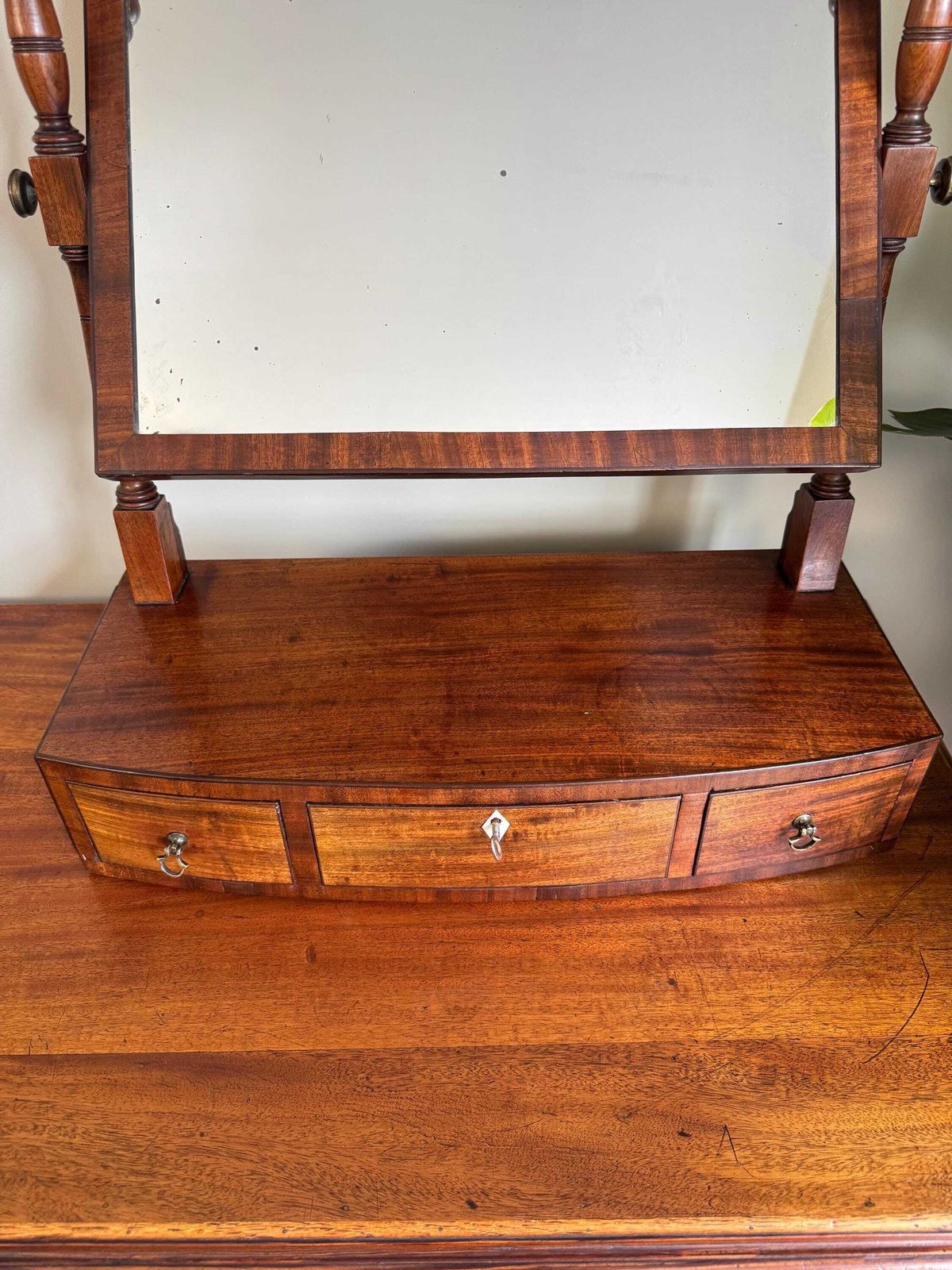 Antique Vintage Vanity Dressing Table Desk Swing Table Top Mirror Wooden With Storage Jewellery Dark Wood photo for sale
