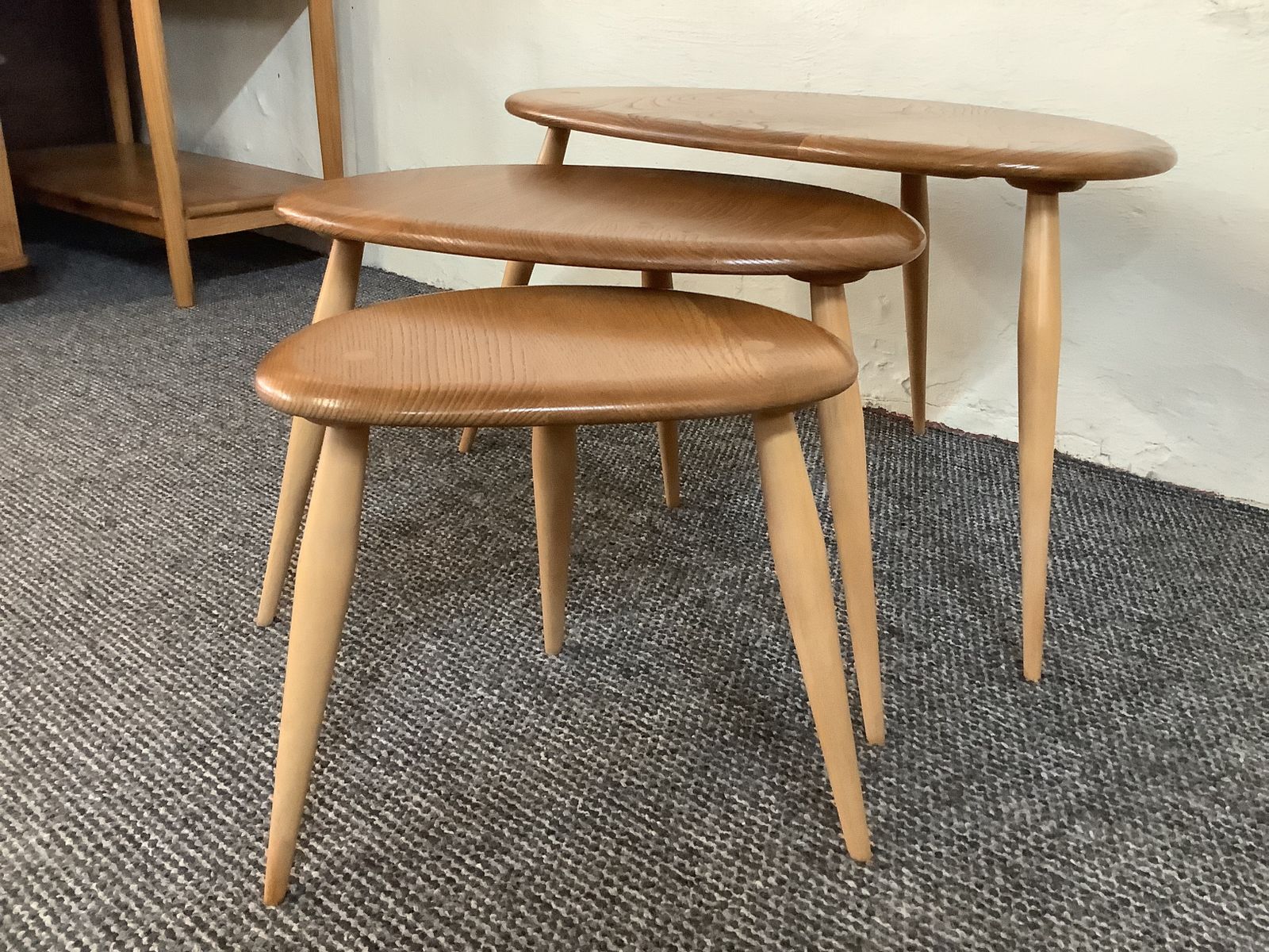 Furniture Ercol Windsor Nest Of Pebble Tables. photo