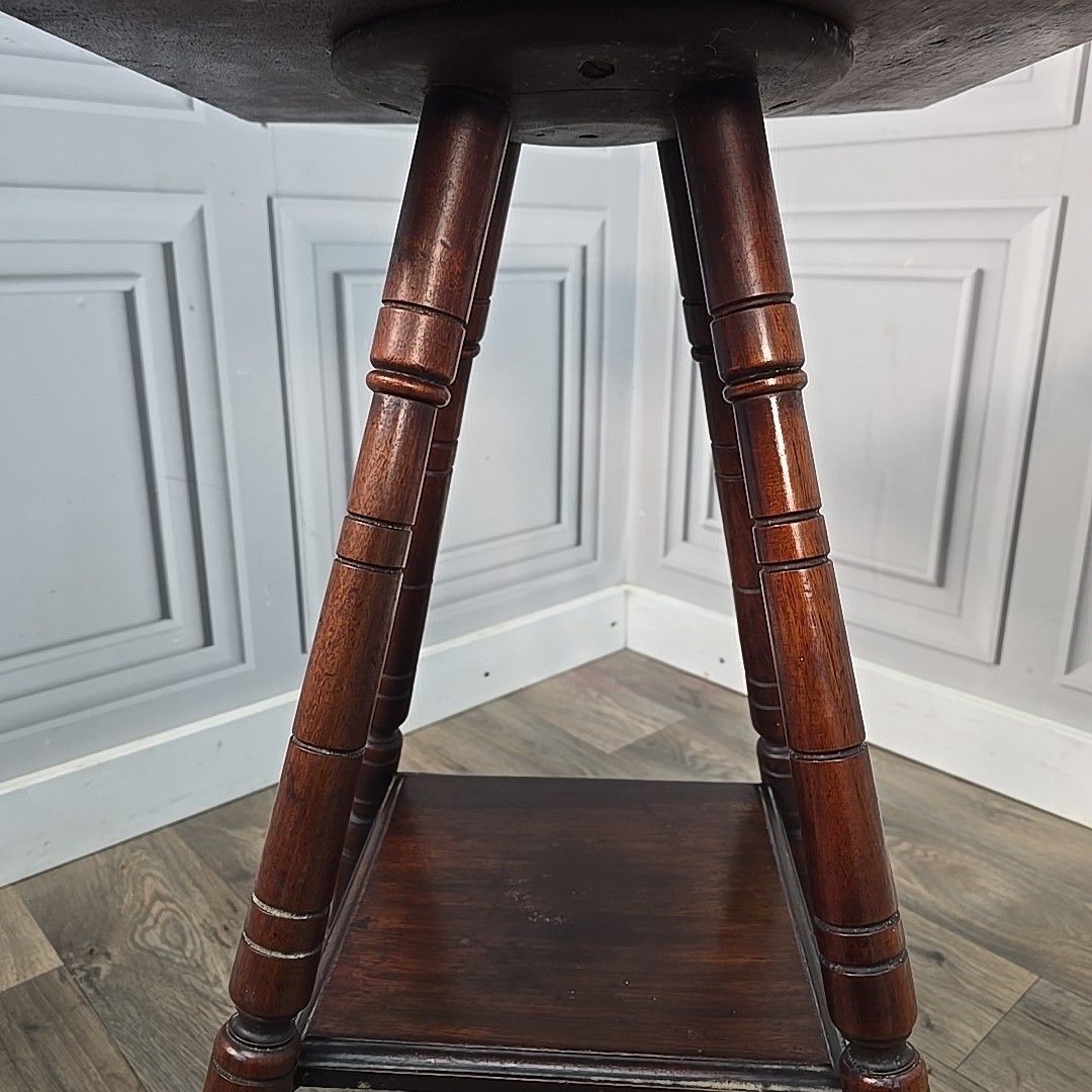 photo buy Antique Occasional Side Table Wooden Oak Square Lamp End Hall Arts & Crafts