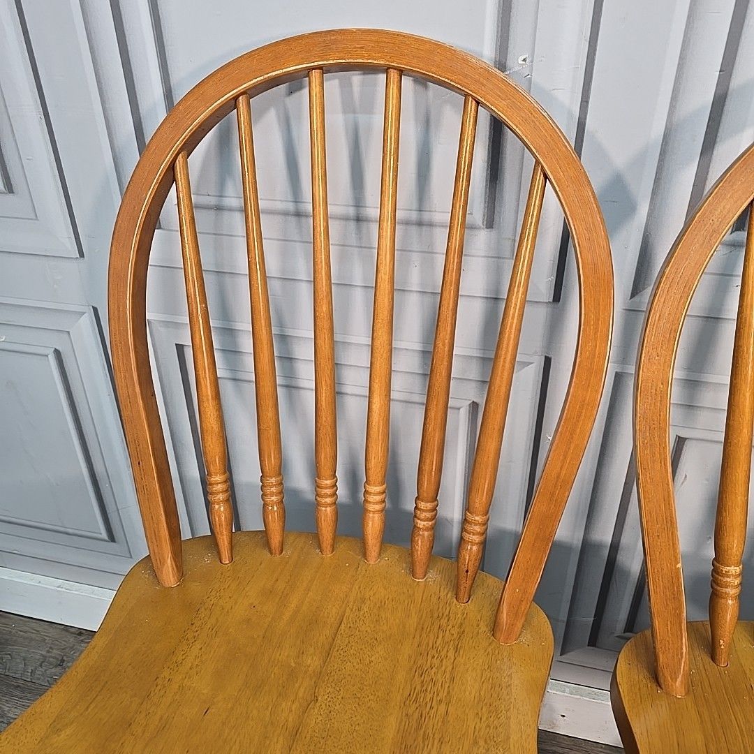 Vintage Windsor Dining Chairs Set Of 4 Solid Wooden Hoop Back Seats Retro photo Furniture