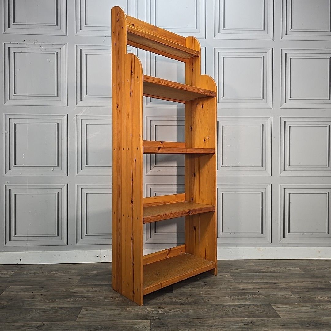 Vintage Pine Bookcase Shelving Unit Kitchen Storage Shelf Rack Retro Wooden photo furniture