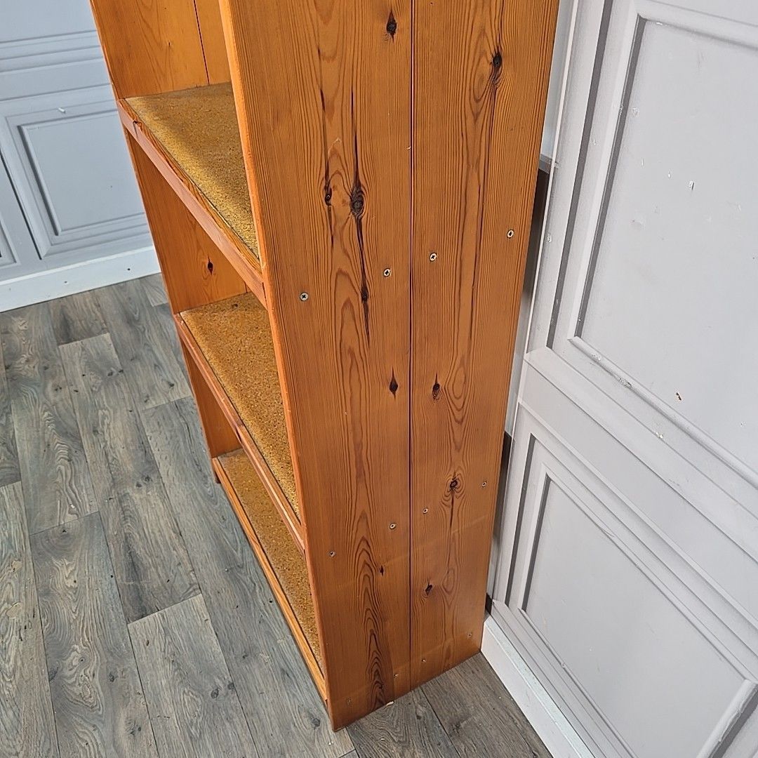 photo vinterior Vintage Pine Bookcase Shelving Unit Kitchen Storage Shelf Rack Retro Wooden
