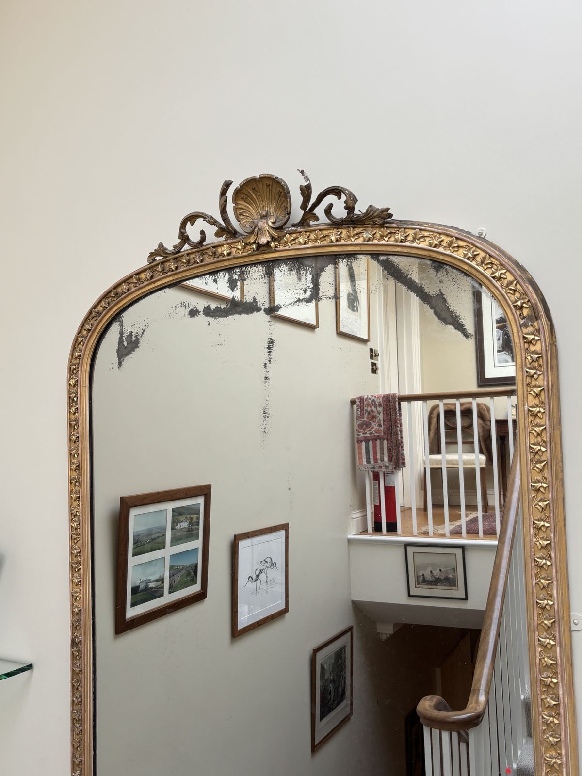 Early 19th Century Gold Edged Original Glass Wall Mirror photo furniture