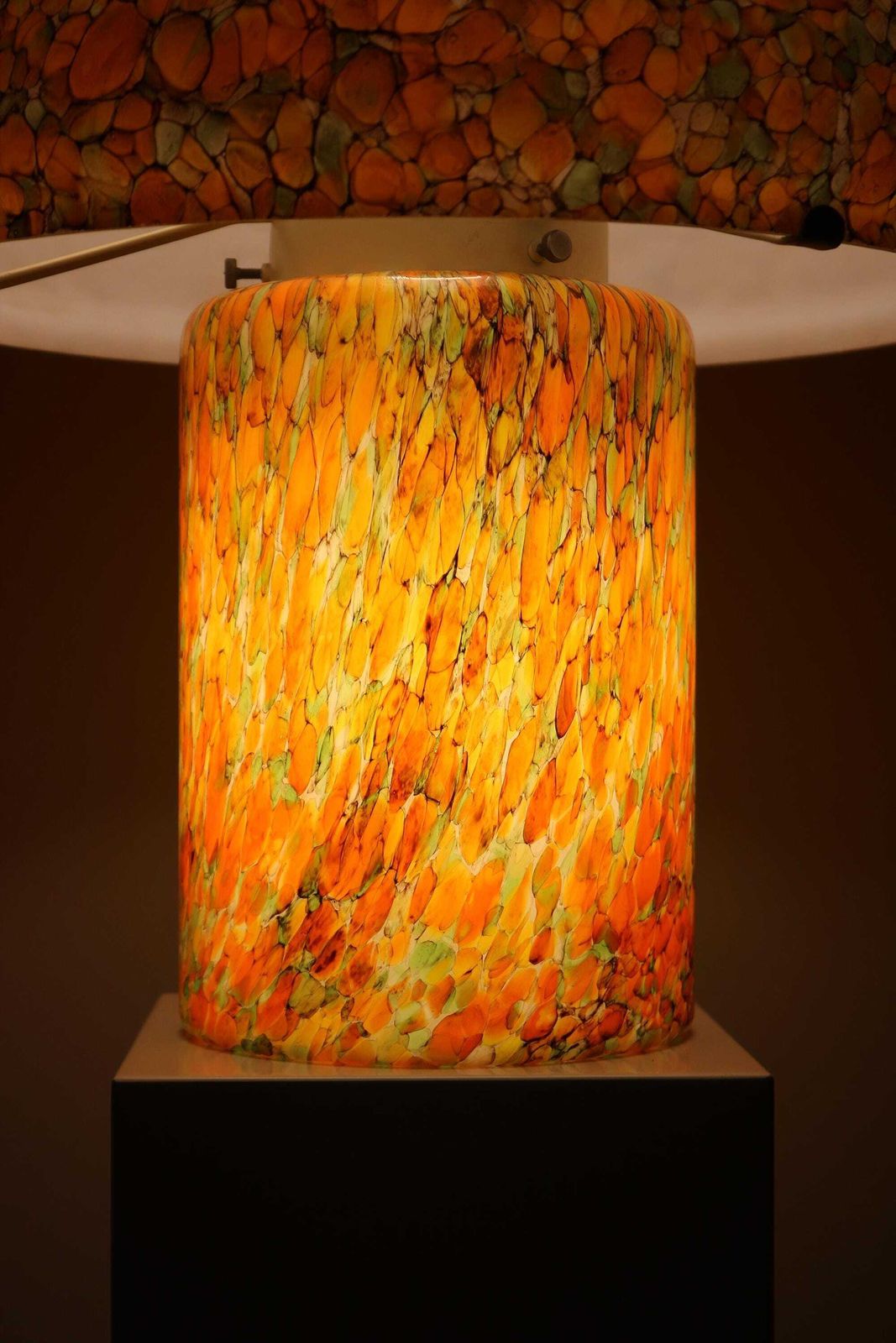 Vintage Peill & Putzler Mushroom Lamp 1970s Large Orange Art Glass Table Lamp Mid Century Modern Germany photo vinterior