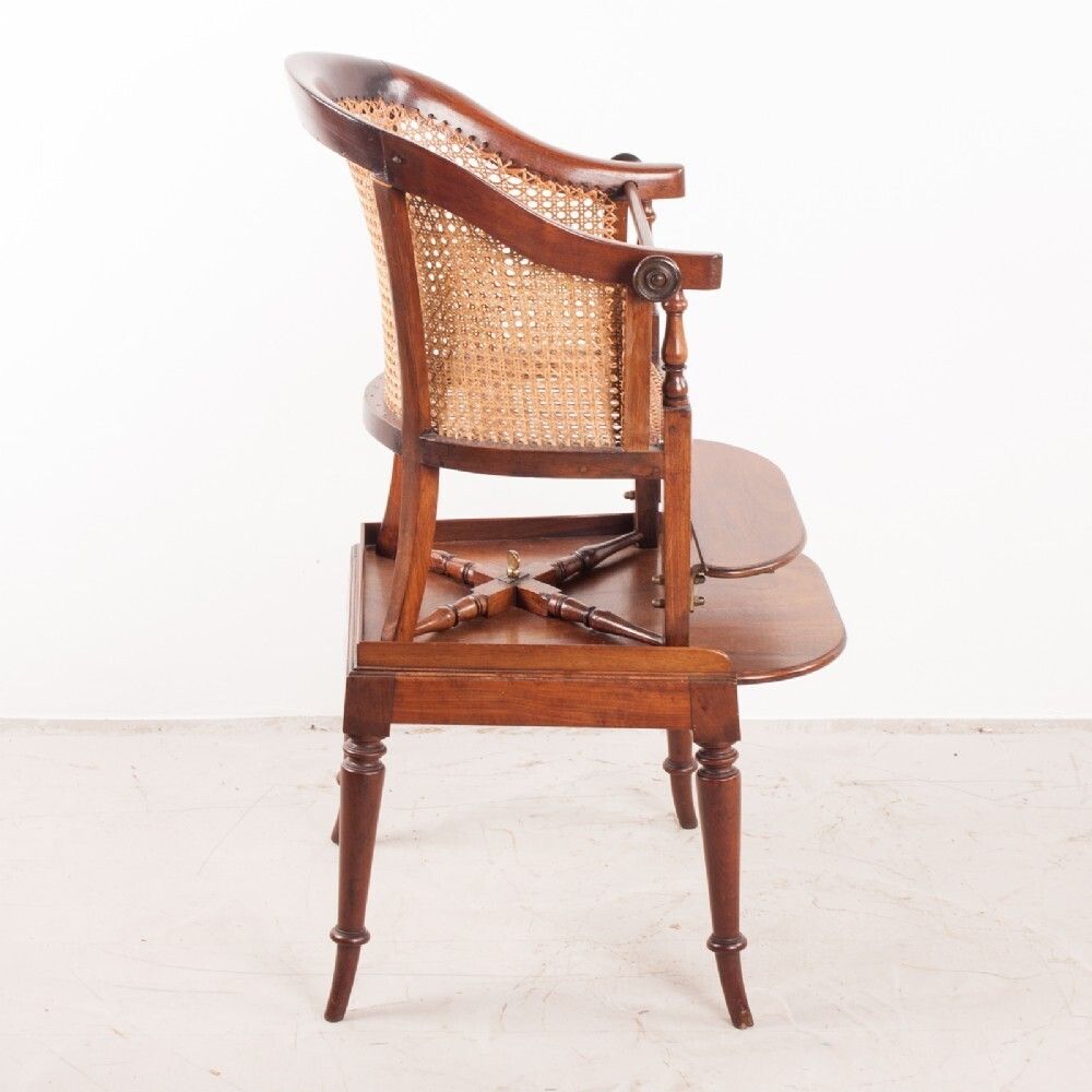 19thc Child's Caned Mahogany Tub Highchair photo 480.0