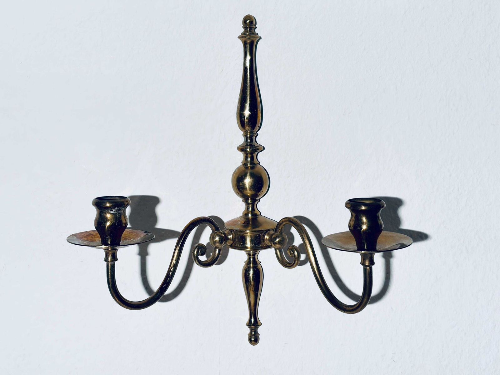 Two Brass Wall Chandeliers Piano Candle Holder / Victorian Hollywood Regency Decor photo for sale