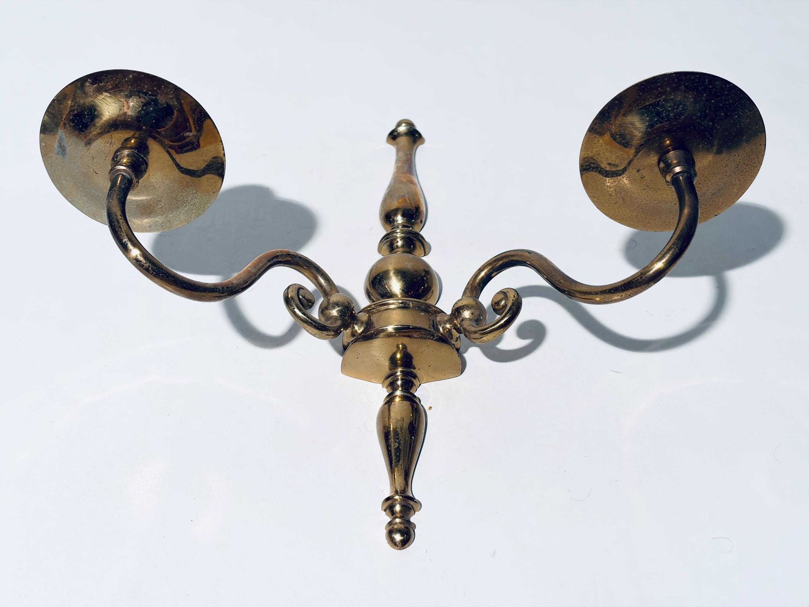 Two Brass Wall Chandeliers Piano Candle Holder / Victorian Hollywood Regency Decor photo buy