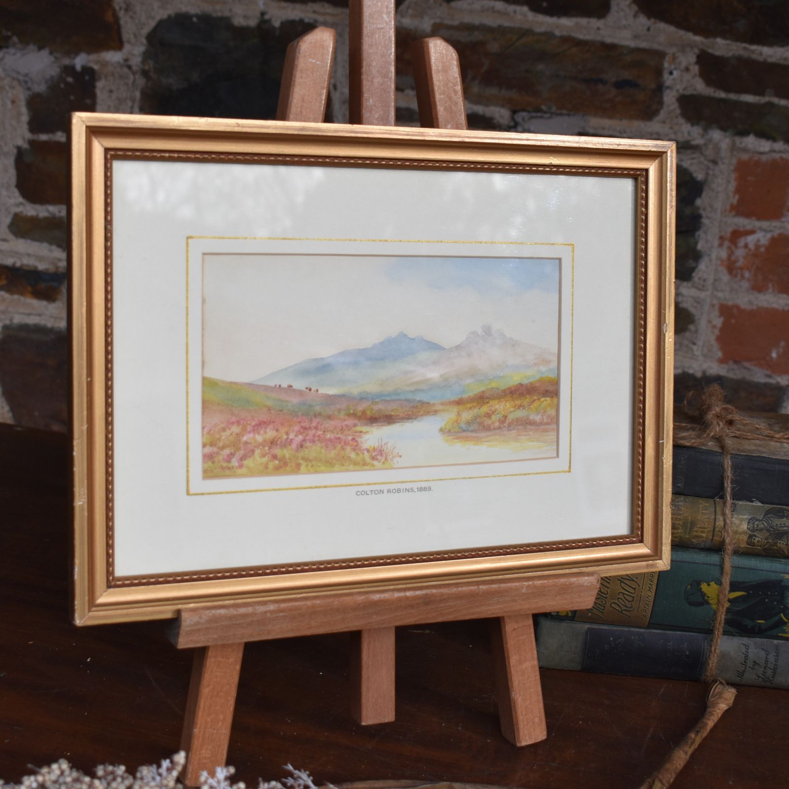 Antique 1889 Colton Robins Dartmoor Devon Watercolour Parker Gallery Painting photo furniture