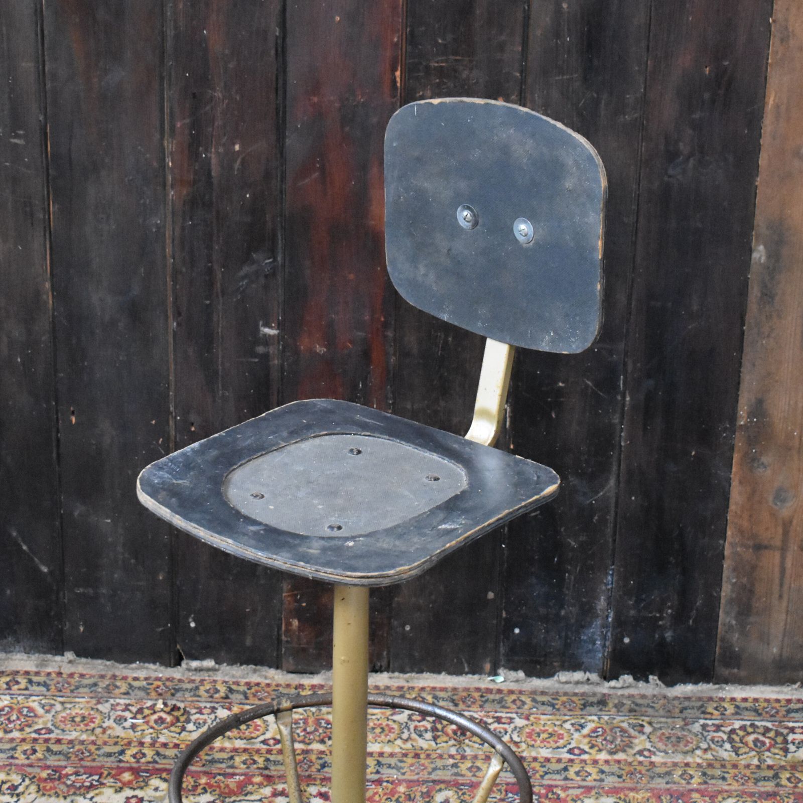 Vintage 1960s Industrial Machinst Workshop Factory Swivel Bar Island Chair photo Furniture
