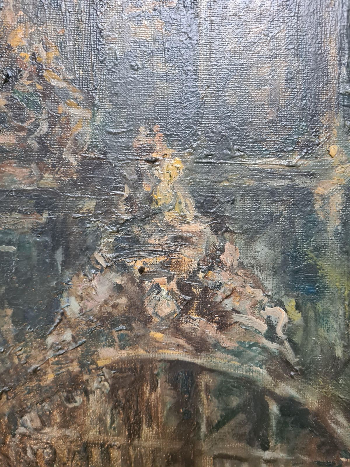photo for sale Baroque Buildings Oil Painting On Canvas, Late 20th Century, By Alain Menghini 94x75 Cm