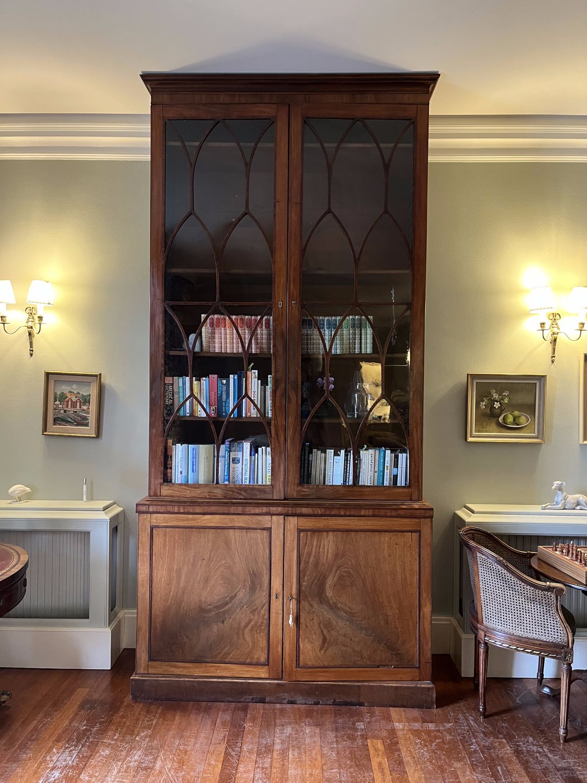 Fine 18th Century Georgian Irish Tall Mahogany Glazed Bookcase