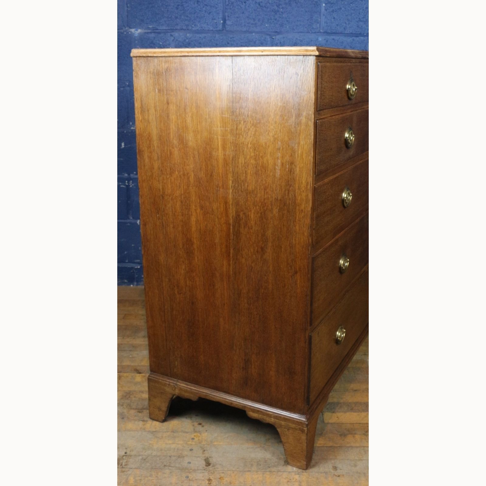A Georgian Oak Two Over Four Chest Of Drawers Raised On Bracket Feet photo vintage