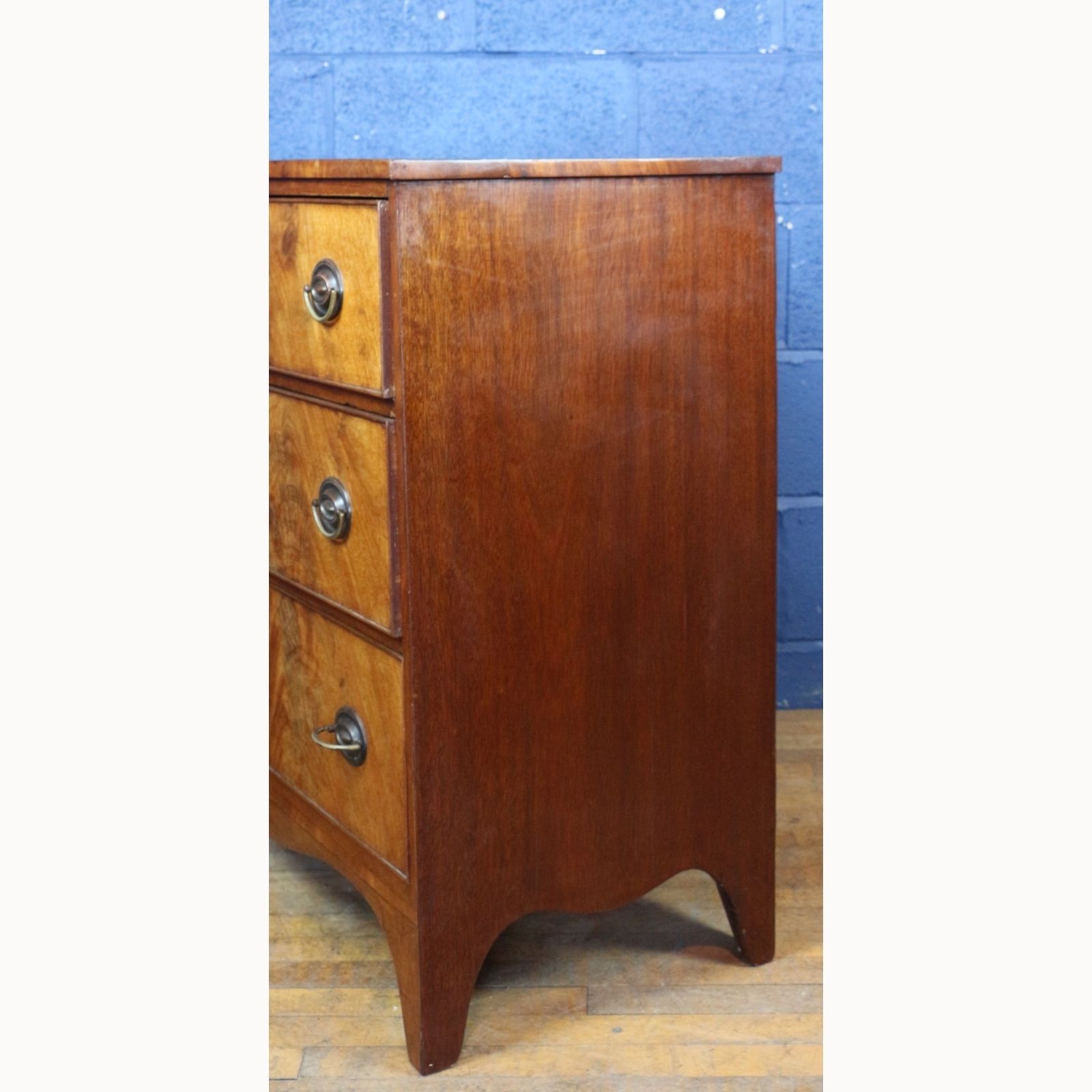 A Mid Victorian Mahogany 3 High Bedroom Chest Of Drawers, Raised On Bracket Feet photo vintage