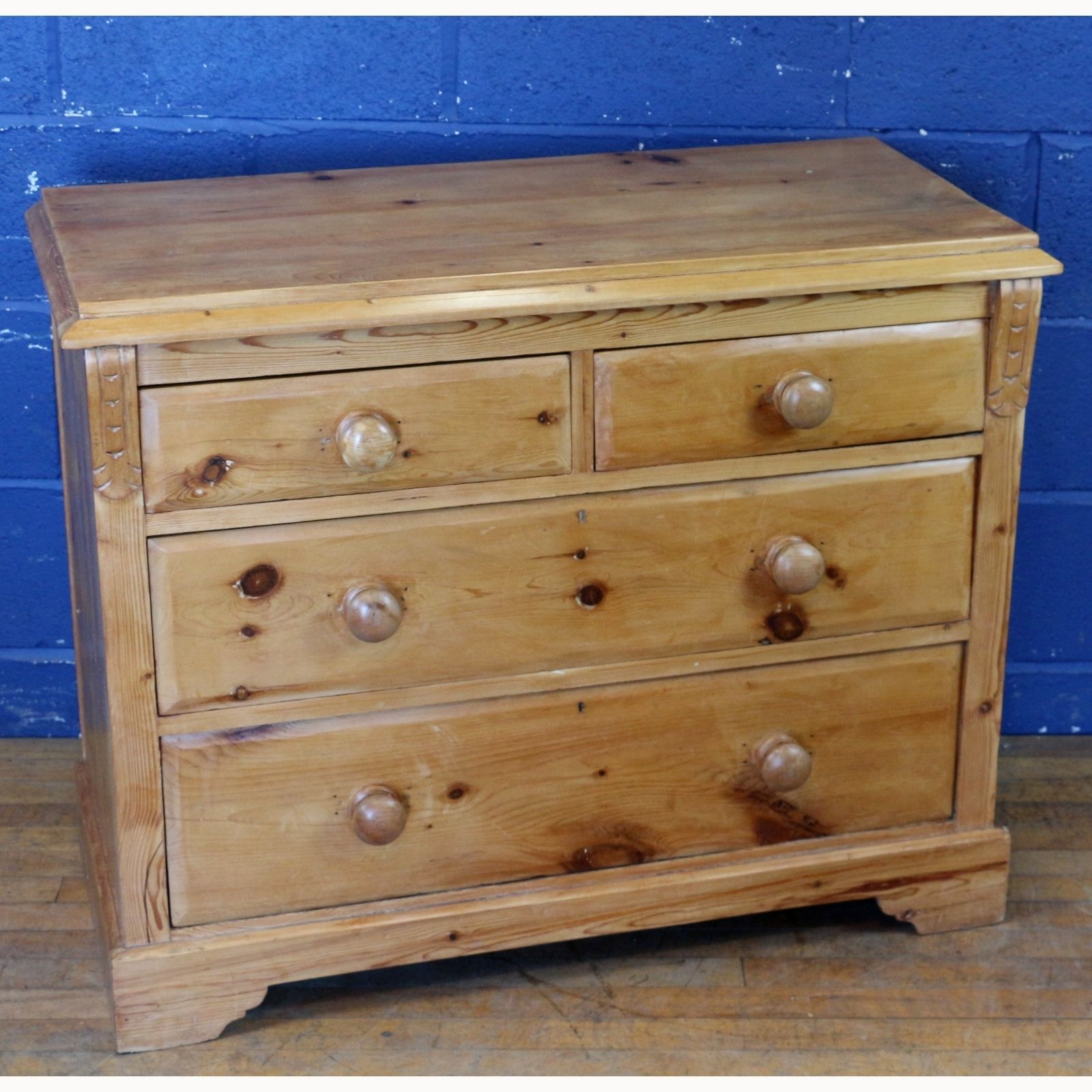 A Victorian Farmhouse Waxed Pine Two Over Two Graduated Chest Of Drawers photo furniture