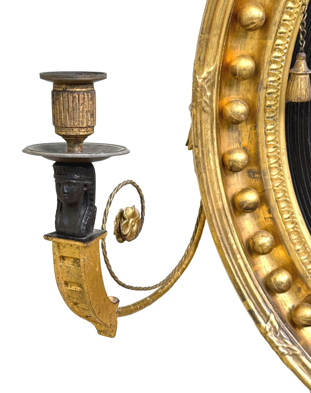 Large 19th Century Regency Giltwood Convex Mirror (England, Circa 1810) photo for sale