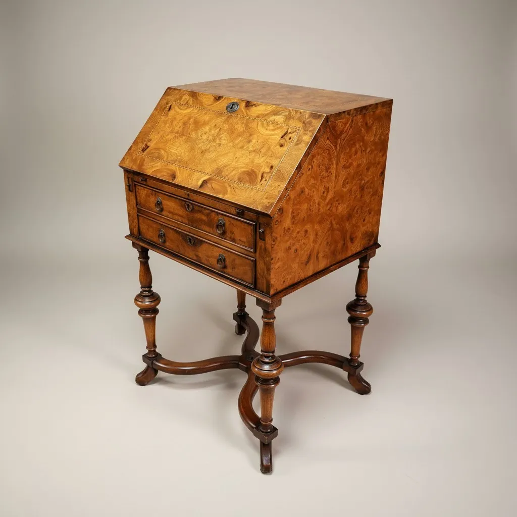Victorian Burr Walnut Davenport Desk