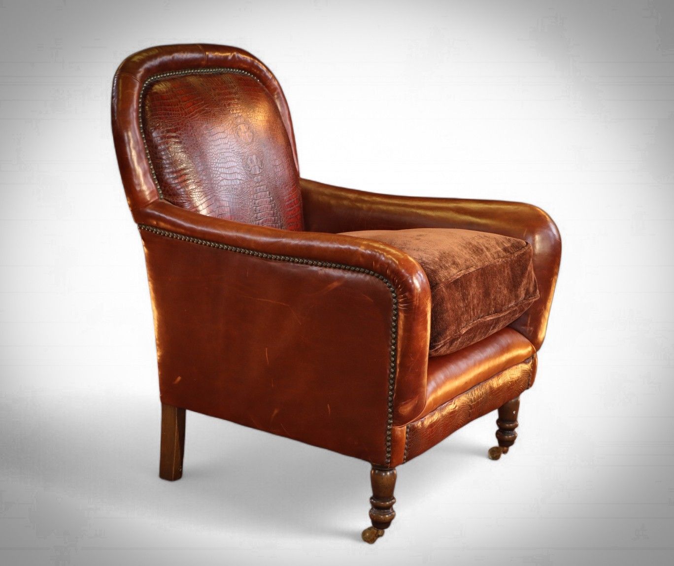 Stunning Tetrad Crocodile Back Leather Armchair Cigar Club Whisky Tan Brown 🚚 photo furniture