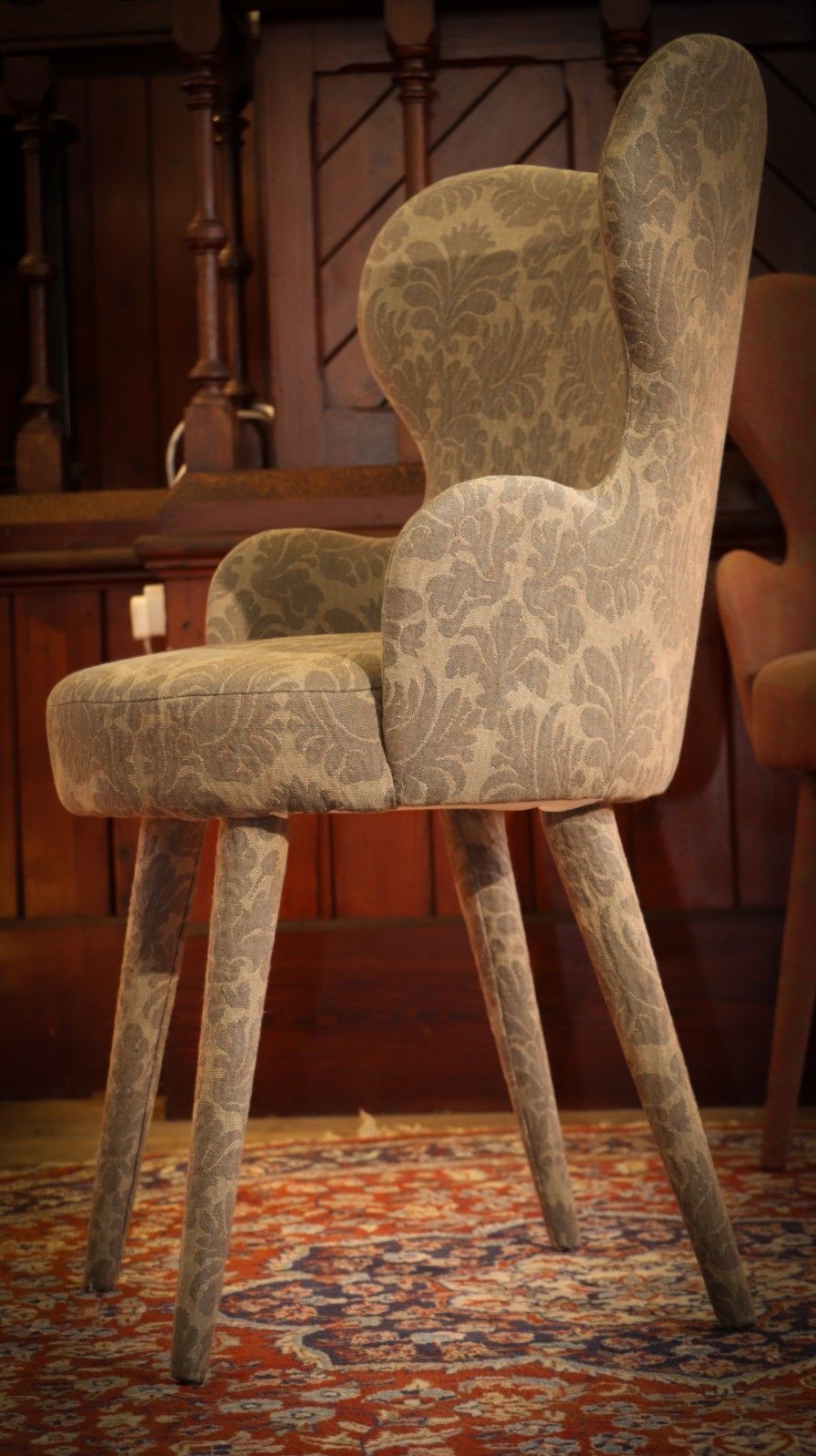 Superb Pair La Fibule Paris Kay Armchairs In Gorgeous Baroque Patterend Fabric🚚 photo vintage