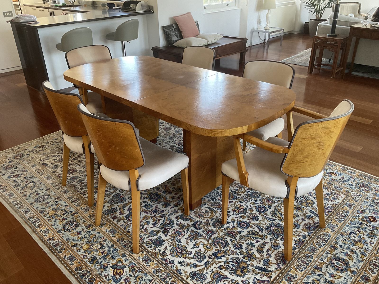 4 6 Seat Dining Table And Chairs   Art Deco, English, Satinwood photo buy