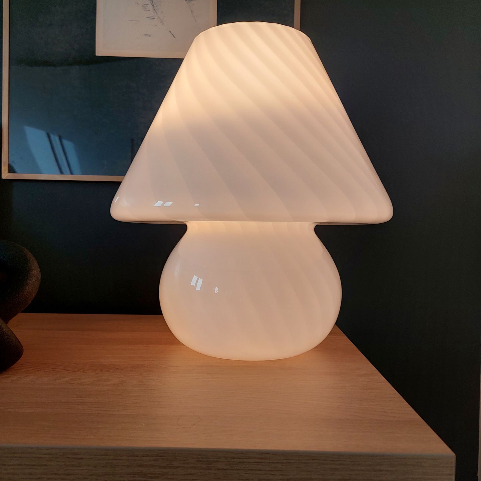 Large Mid Century Murano Lamp Vintage Swirl Mushroom Table Lamp, Italy Vetri  1970s photo furniture