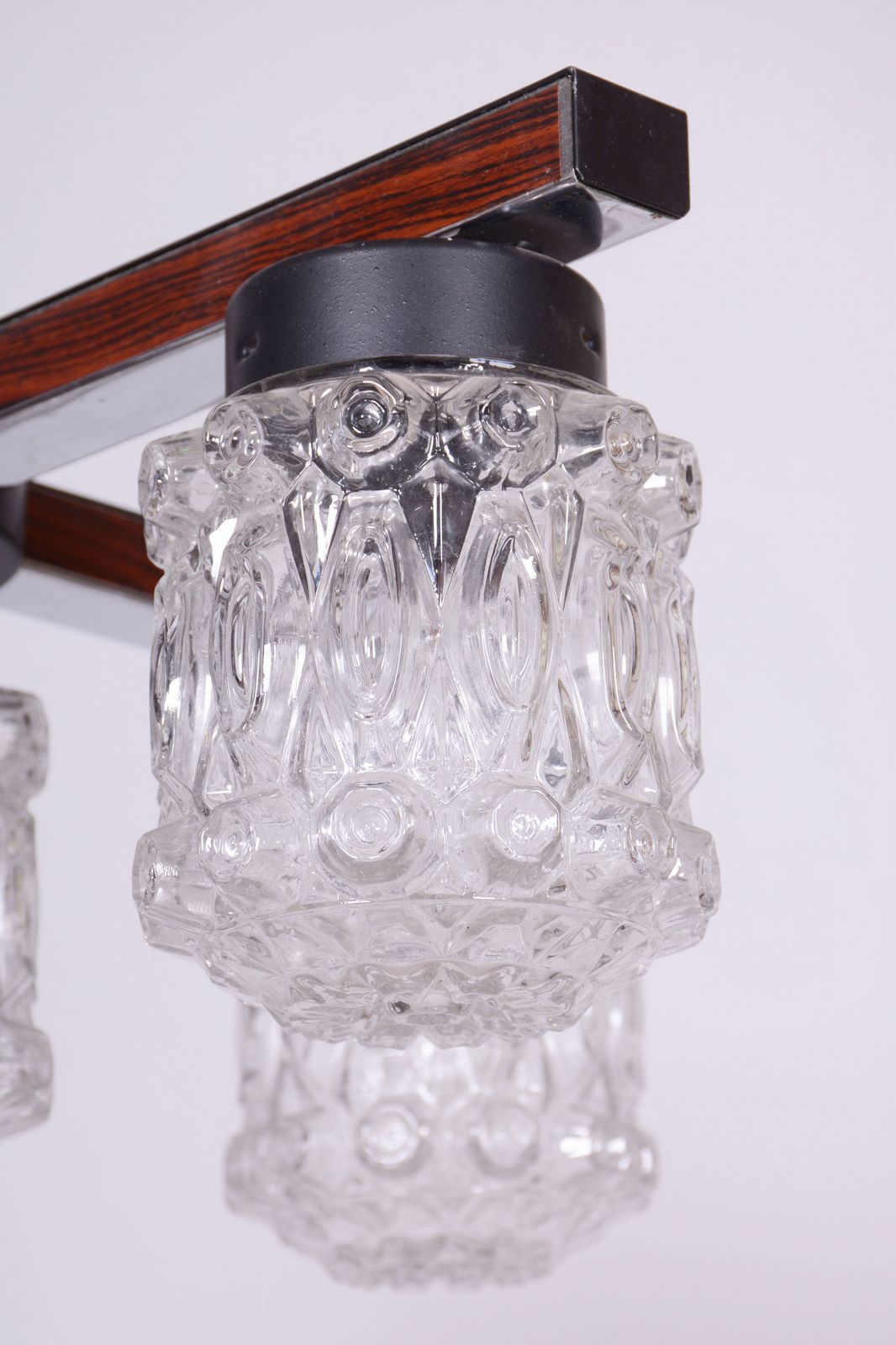 Restored Mid Century Chandelier, By Kamenický šenov, Chrome, Glass, Czech, 1960s photo Lighting