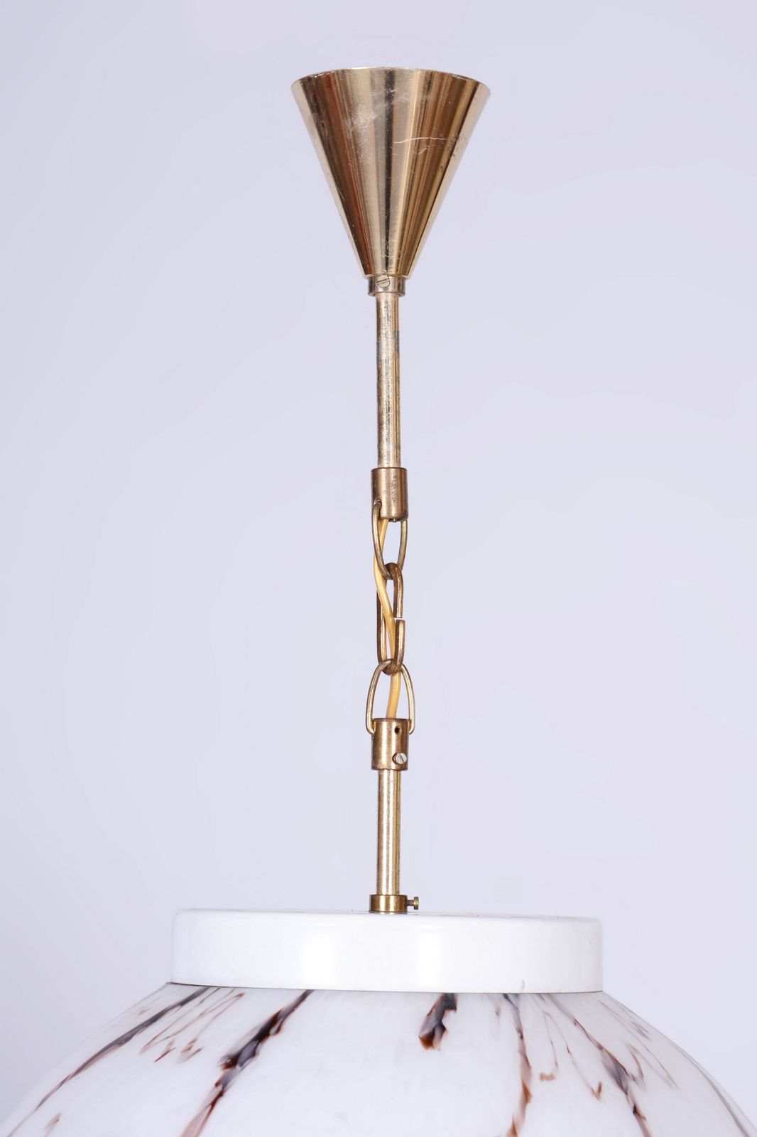 Restored Mid Century Chandelier, Brass, Marbled Glass, Rewired, Czech, 1960s photo buy