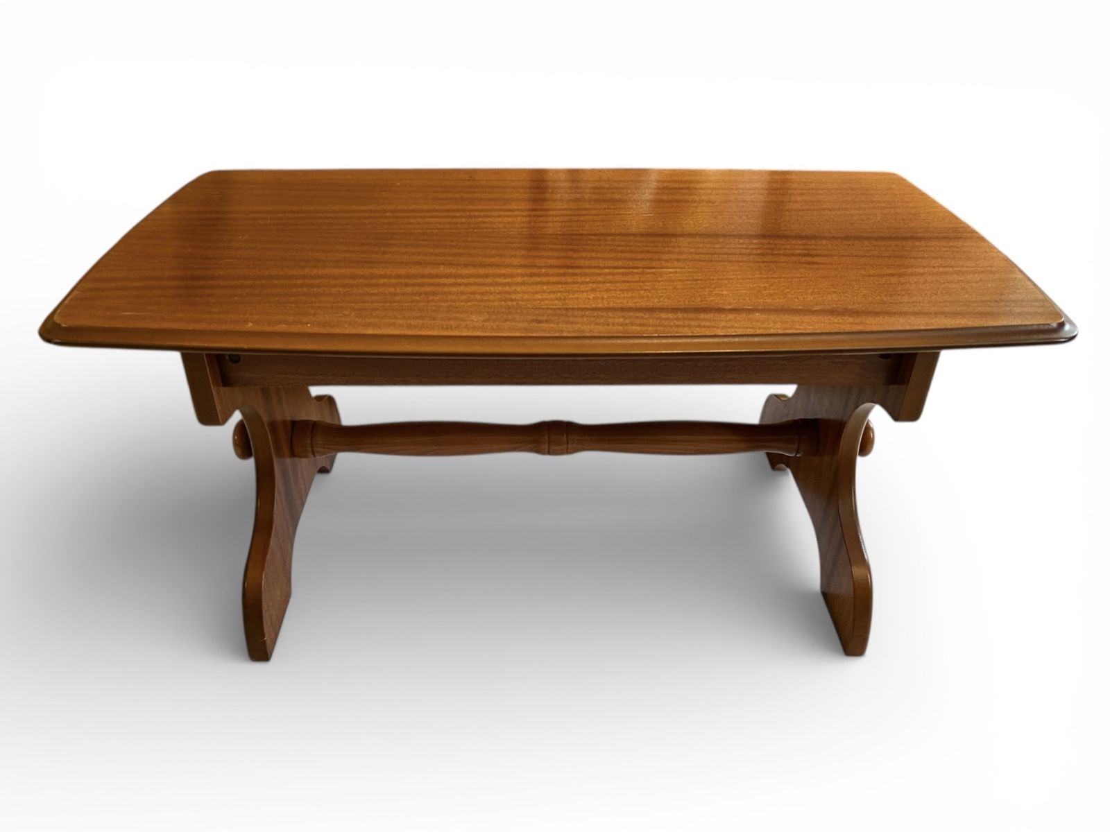 Late Century Wooden Coffee Table 86cm Length 46cm Width 39cm Height Turned Stretcher photo vinterior