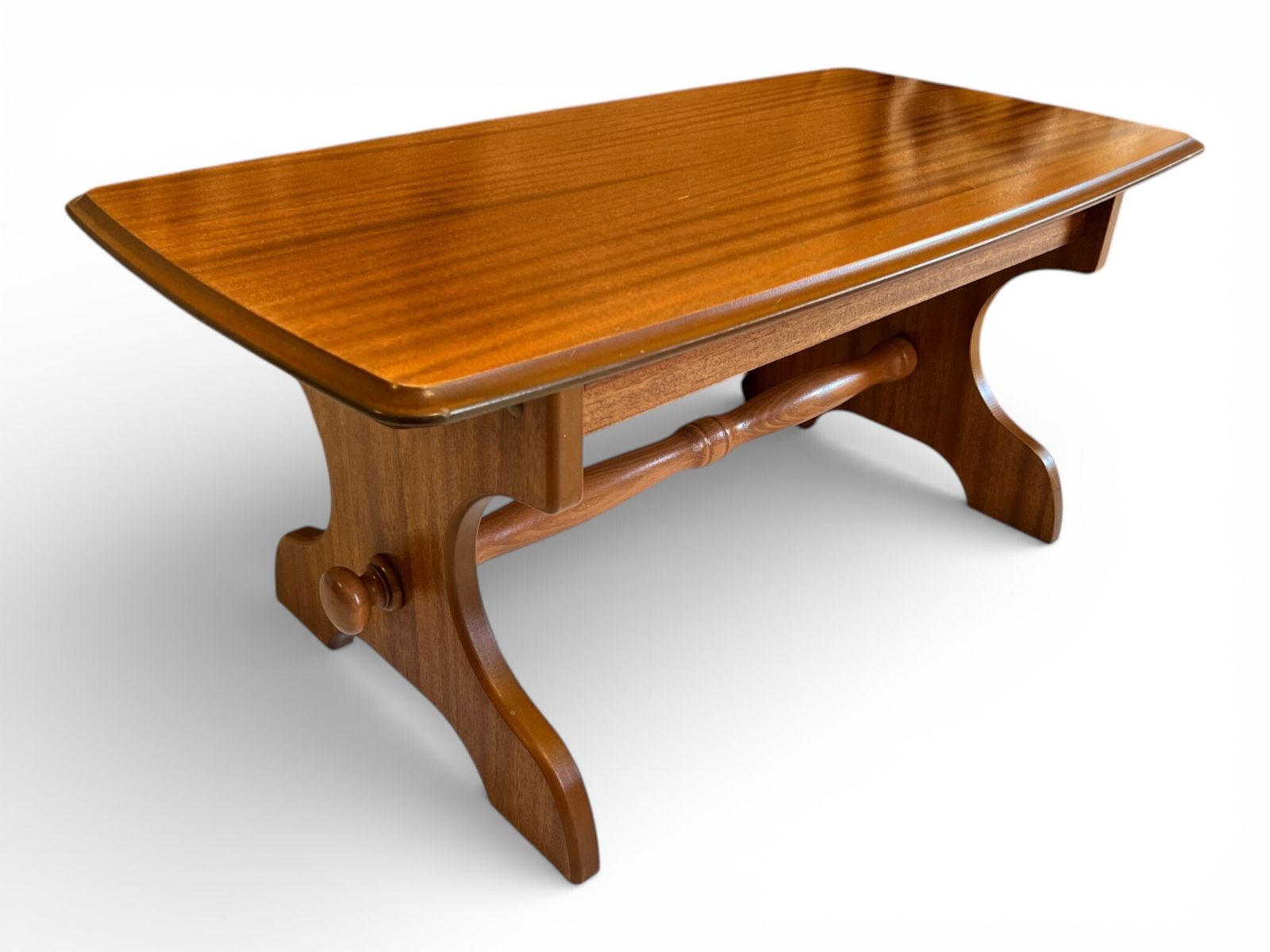 Late Century Wooden Coffee Table 86cm Length 46cm Width 39cm Height Turned Stretcher photo vintage