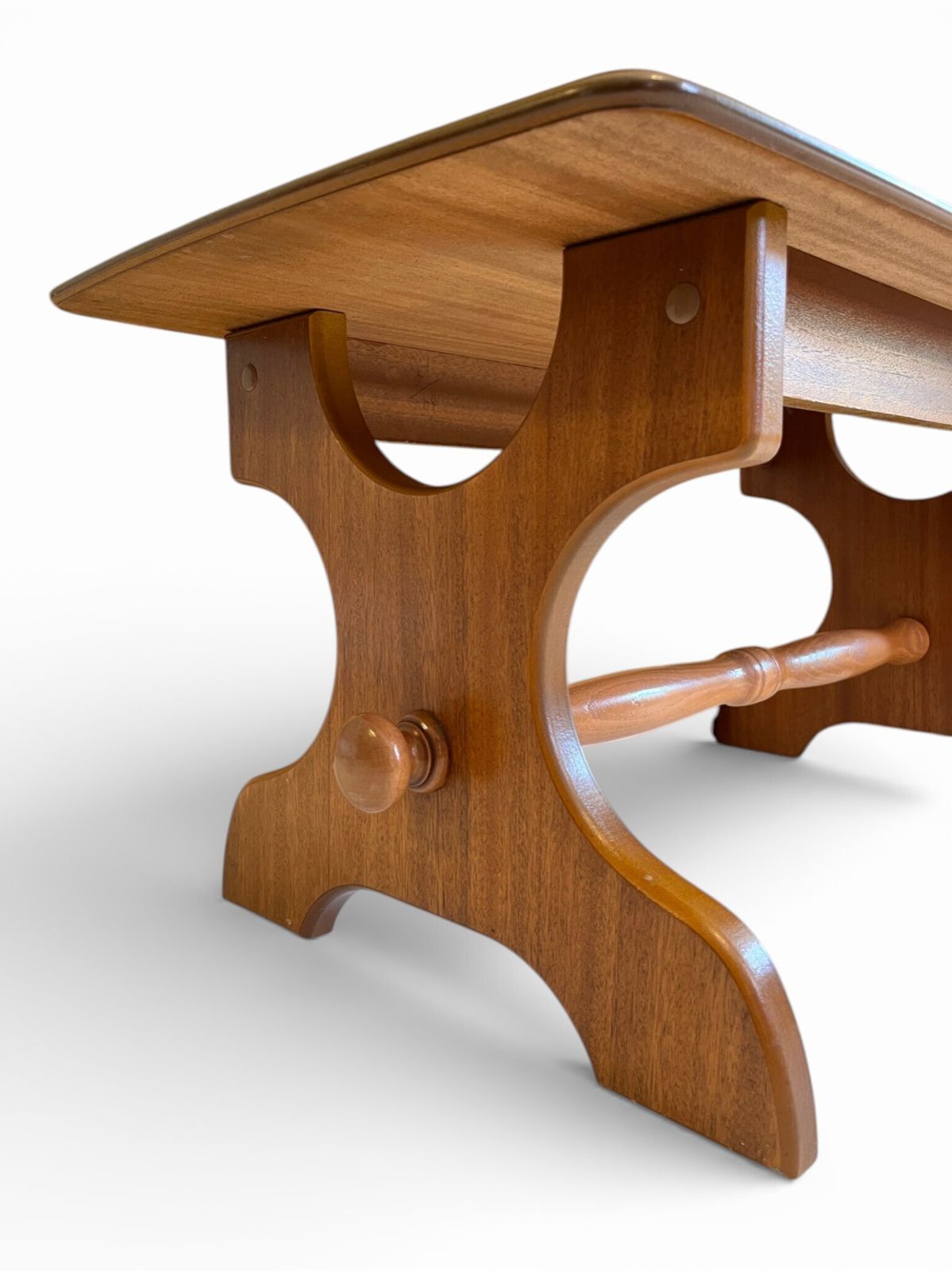 photo for sale Late Century Wooden Coffee Table 86cm Length 46cm Width 39cm Height Turned Stretcher