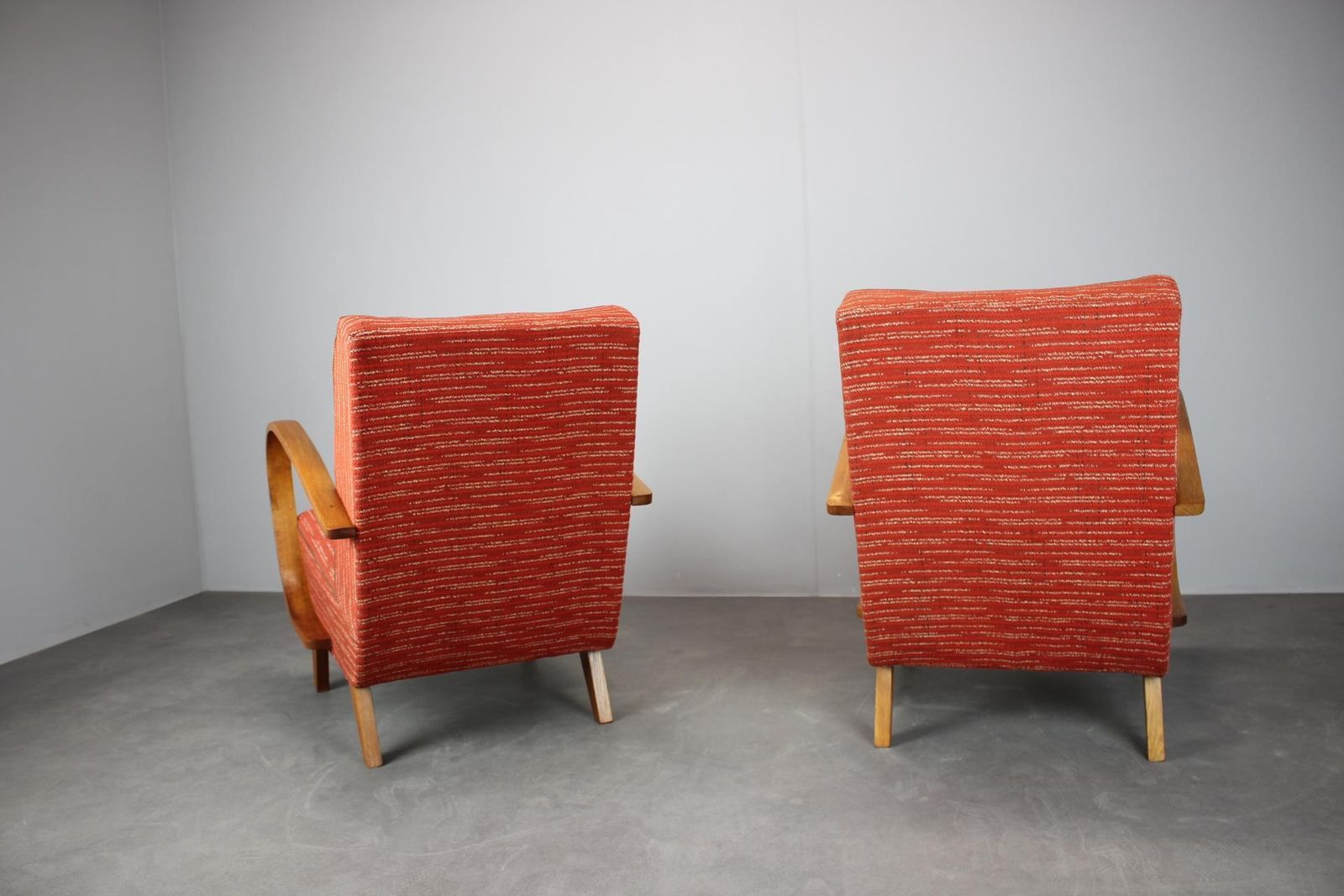 photo for sale Pair Of Mid Century Halabala Lounge Chairs, Bentwood Armchairs, Czechoslovakia 1