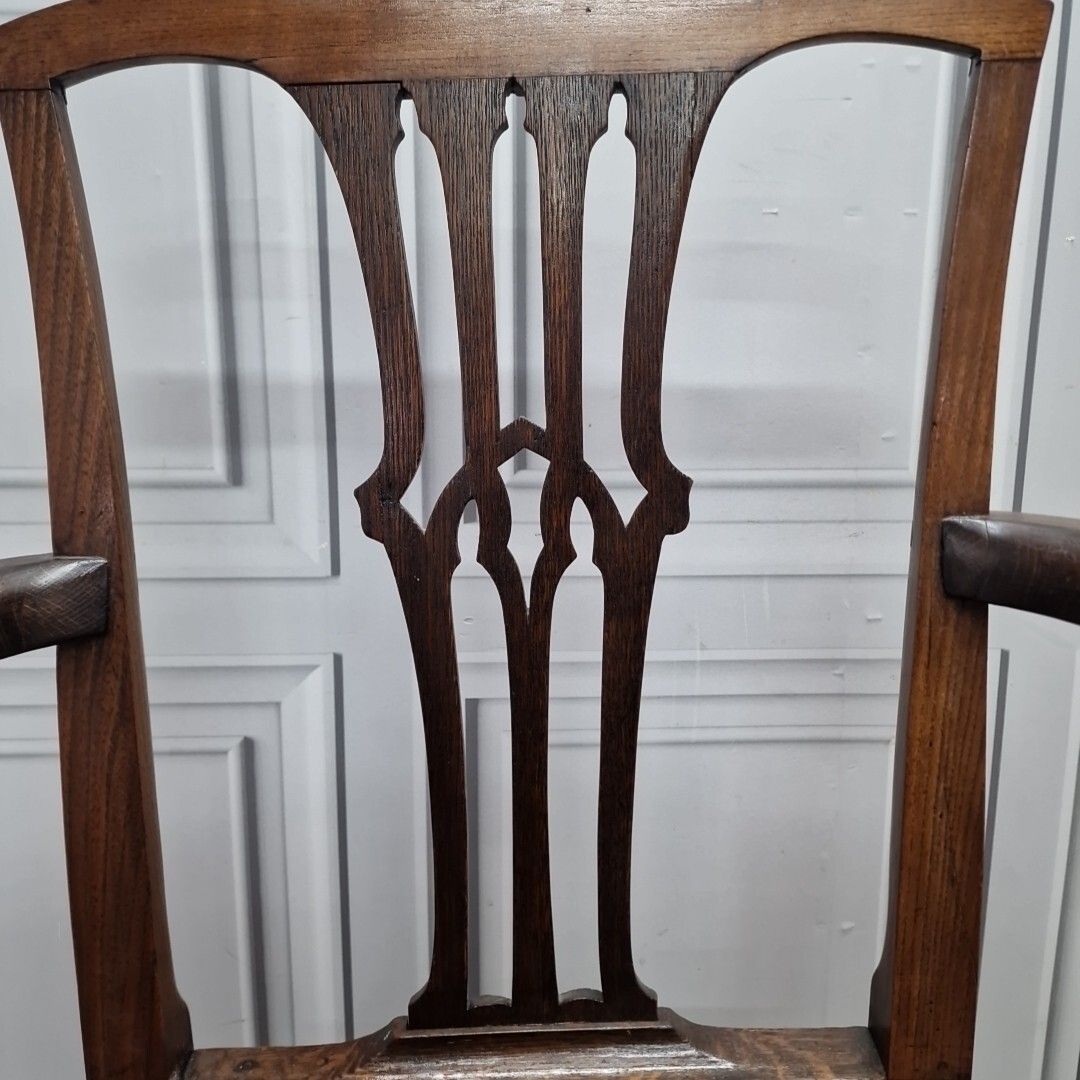 Antique Elbow Chair 19th C English Carver  Hall Throne Desk Seat Georgian photo vinterior