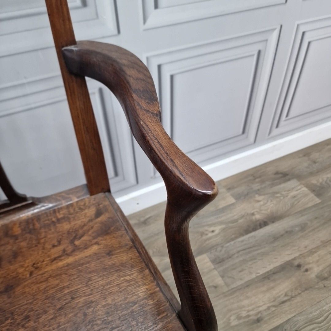 Antique Elbow Chair 19th C English Carver  Hall Throne Desk Seat Georgian photo vintage