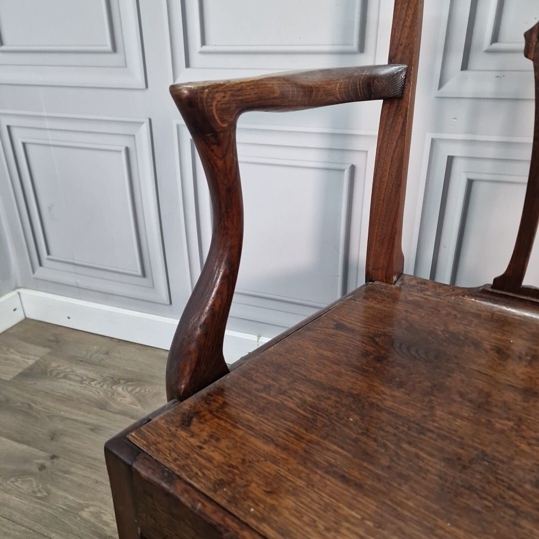 photo for sale Antique Elbow Chair 19th C English Carver  Hall Throne Desk Seat Georgian